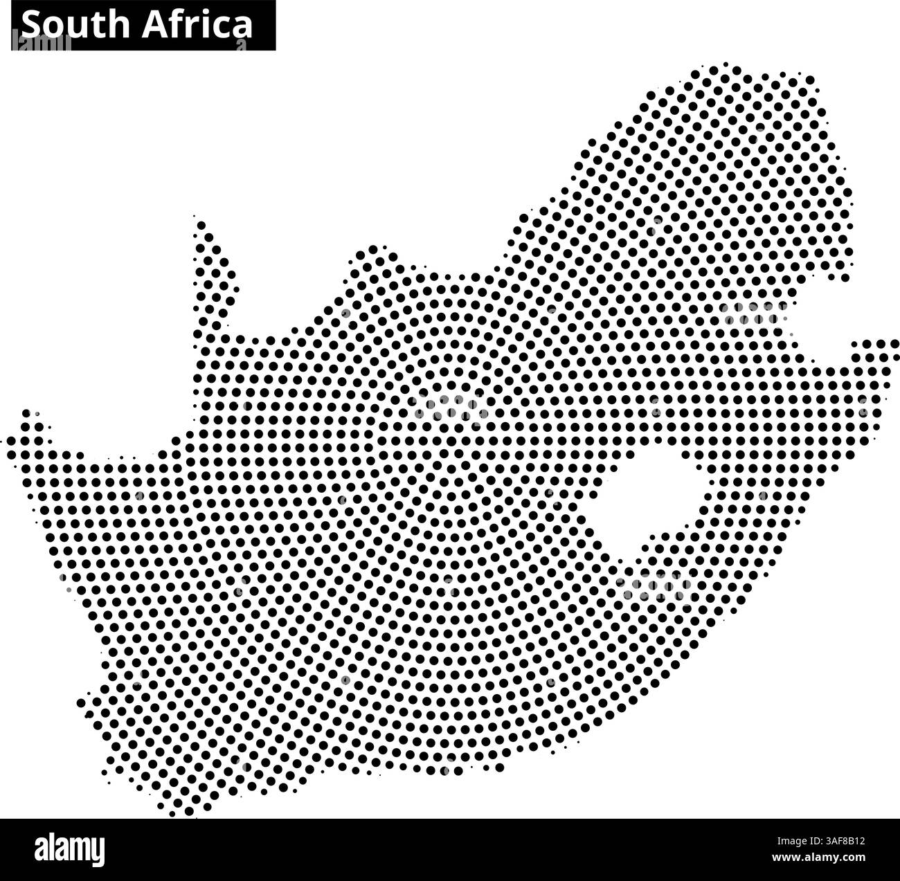 Una mappa tratteggiata delinea il Sudafrica, mostrando la forma del paese con effetti di luce e un design minimalista. Illustrazione Vettoriale