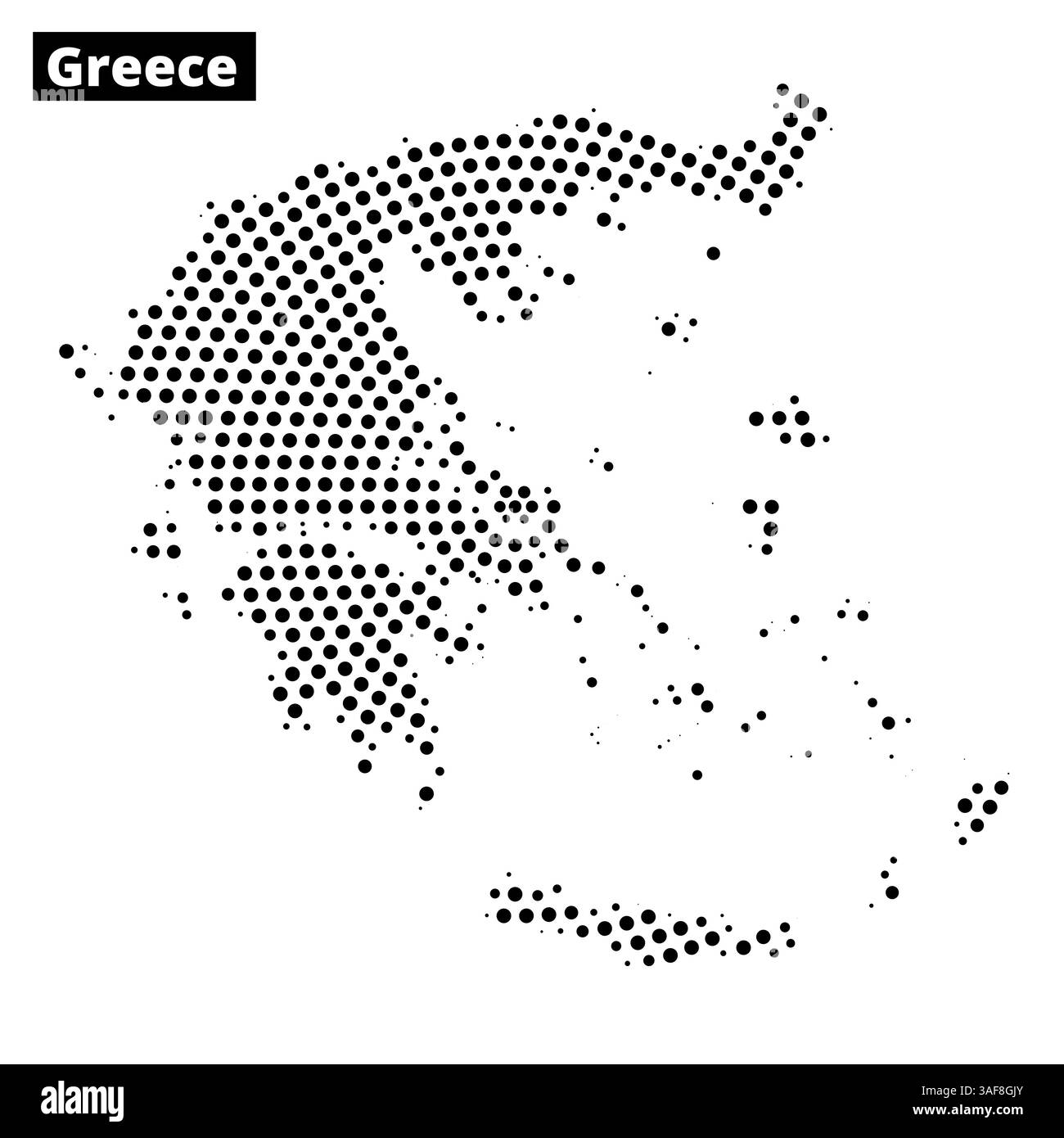 Una descrizione dettagliata della Grecia mette in mostra le sue caratteristiche geografiche con motivi strutturali unici che evidenziano le aree di rilievo. Illustrazione Vettoriale