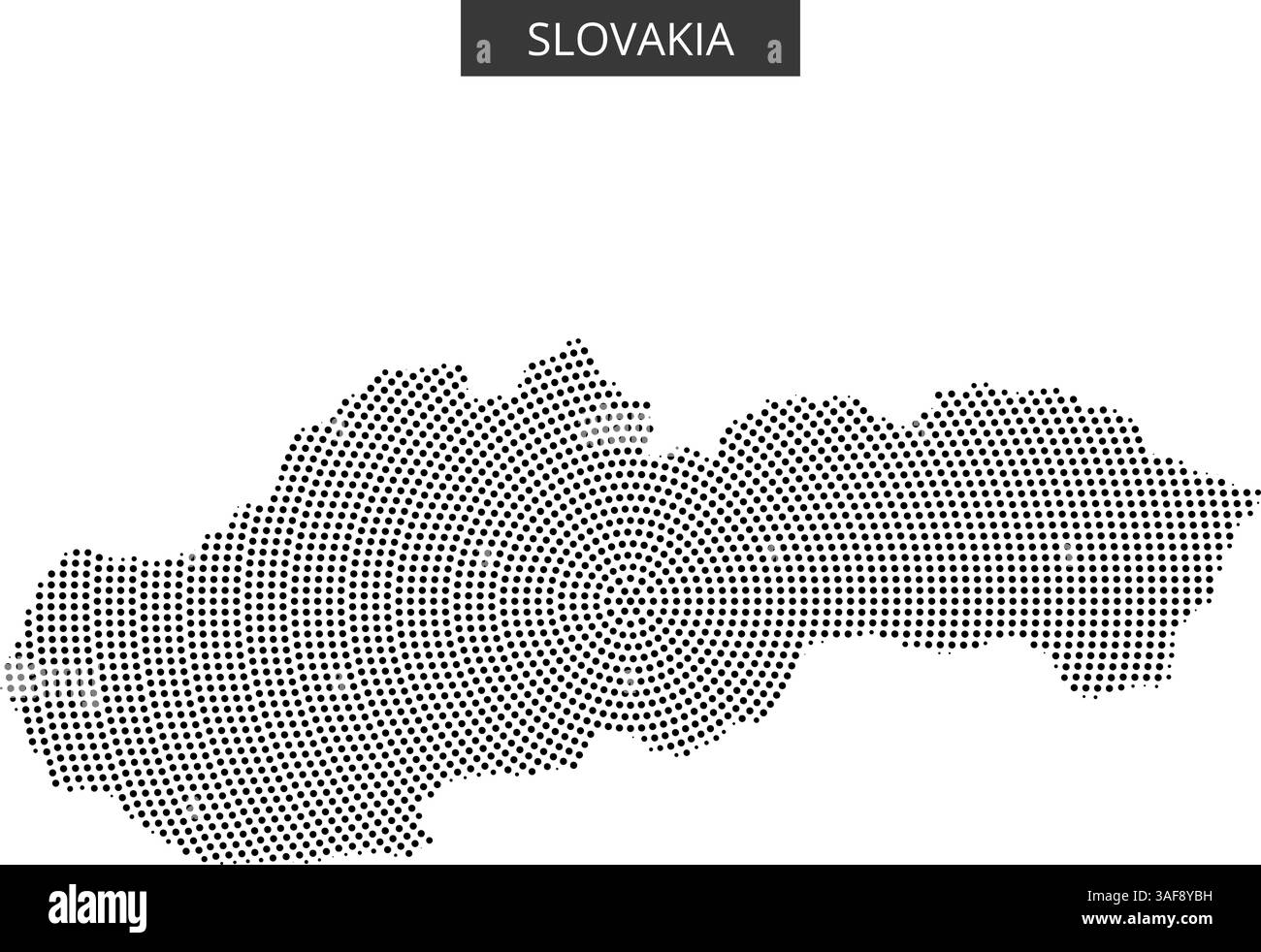 È presente una rappresentazione tratteggiata della Slovacchia, impreziosita da linee di fondo ondulate, che mostrano la forma unica del paese. Illustrazione Vettoriale