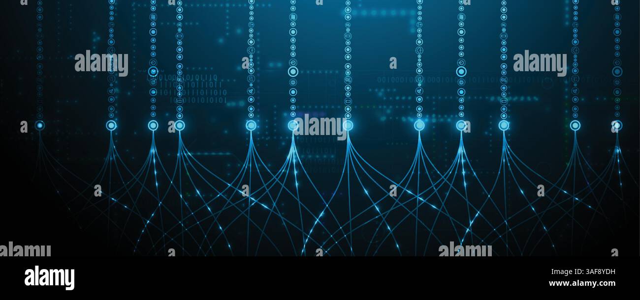 Dati tecnologici e connessione di rete background visivo aziendale Illustrazione Vettoriale