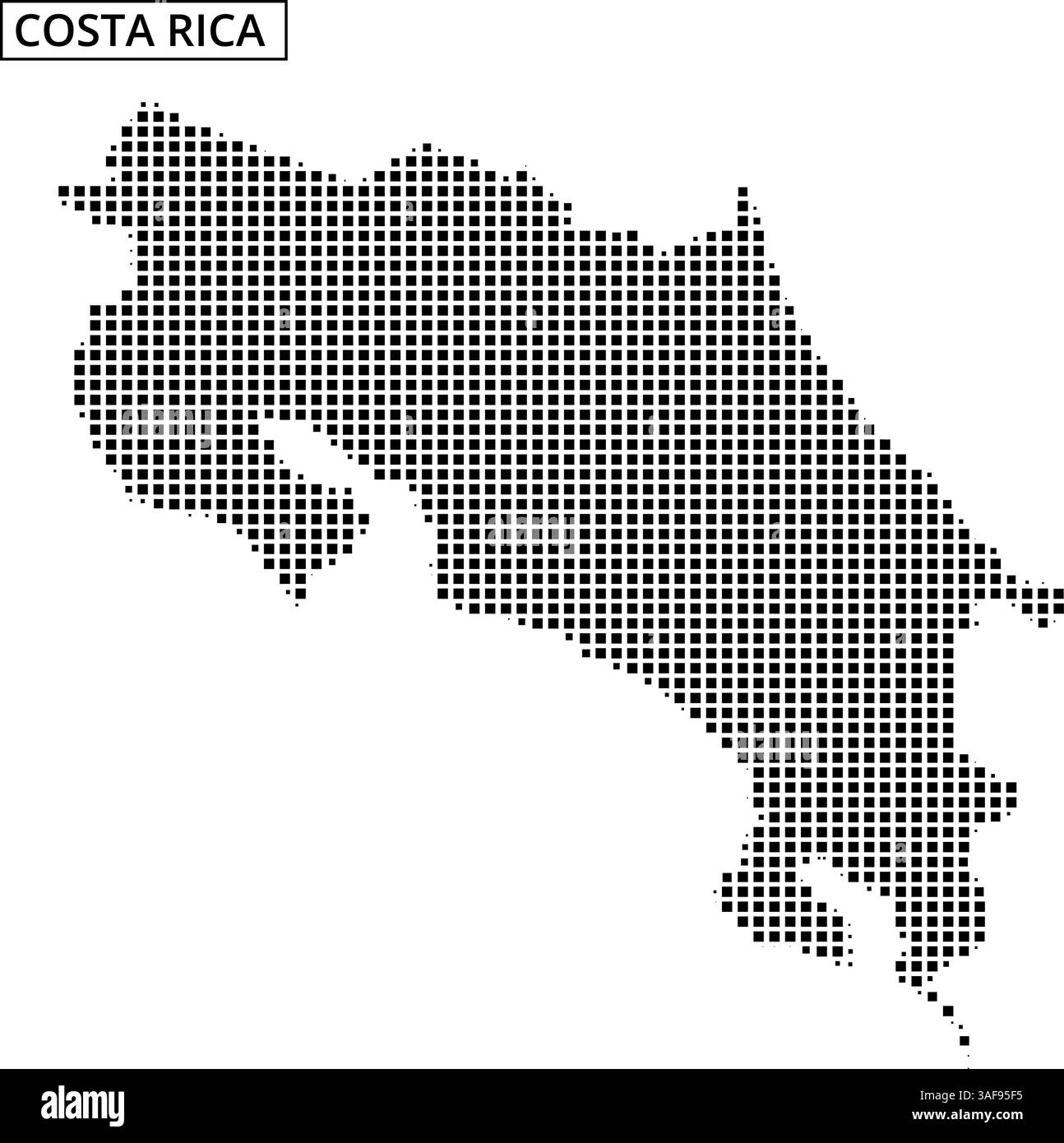 Una rappresentazione creativa della mappa della Costa Rica utilizzando un motivo punteggiato con linee astratte sullo sfondo. Illustrazione Vettoriale