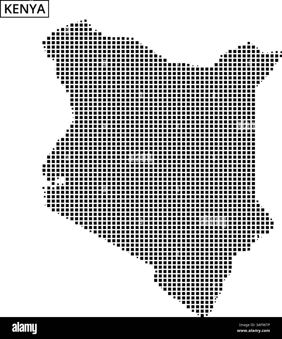 Esclusiva rappresentazione a punti del Kenya che mostra la sua disposizione geografica e le sue caratteristiche artistiche. Illustrazione Vettoriale