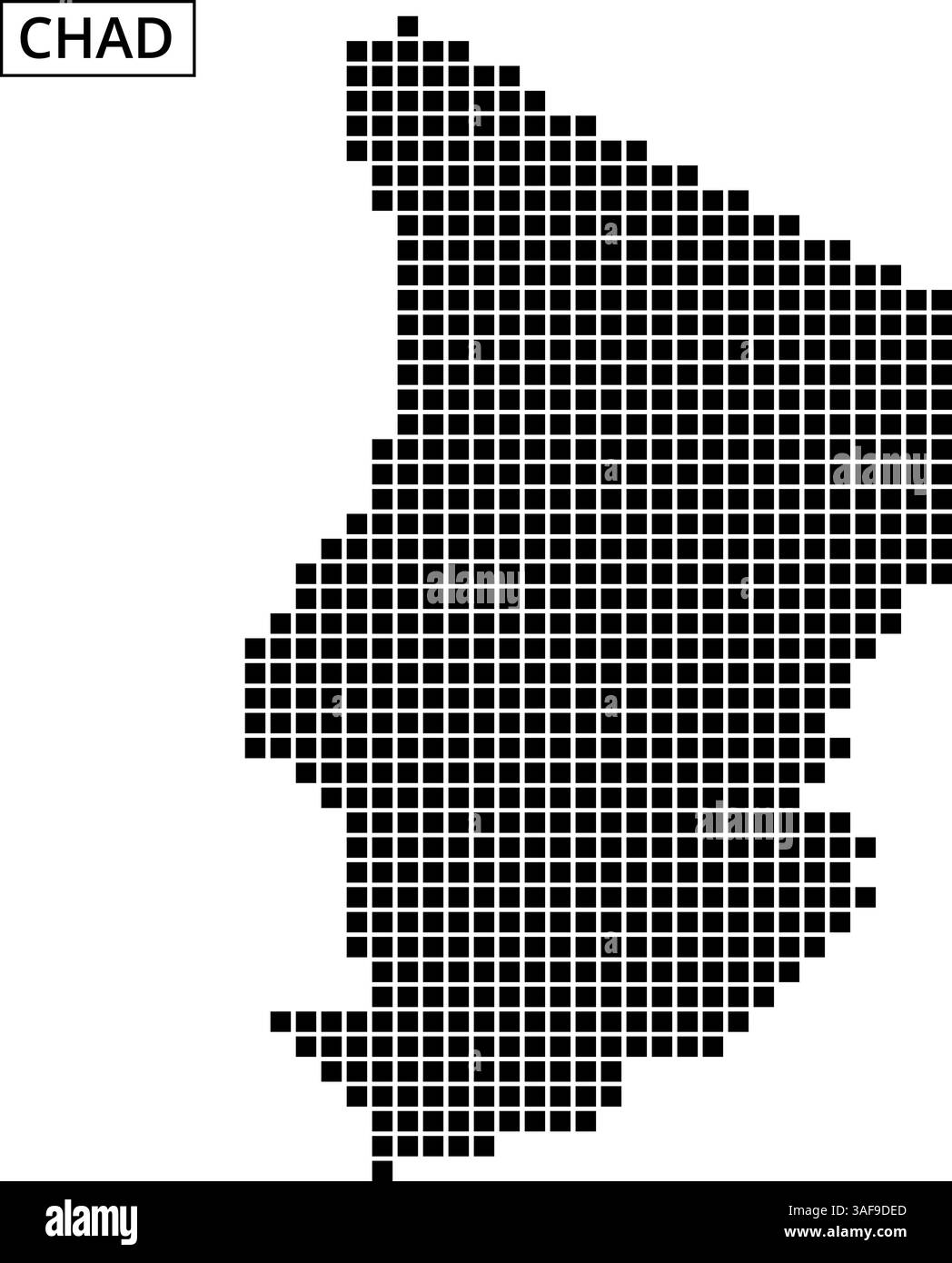 Questa mappa illustra il paese del Ciad, caratterizzato da un caratteristico design punteggiato che ne evidenzia la forma geografica. Illustrazione Vettoriale
