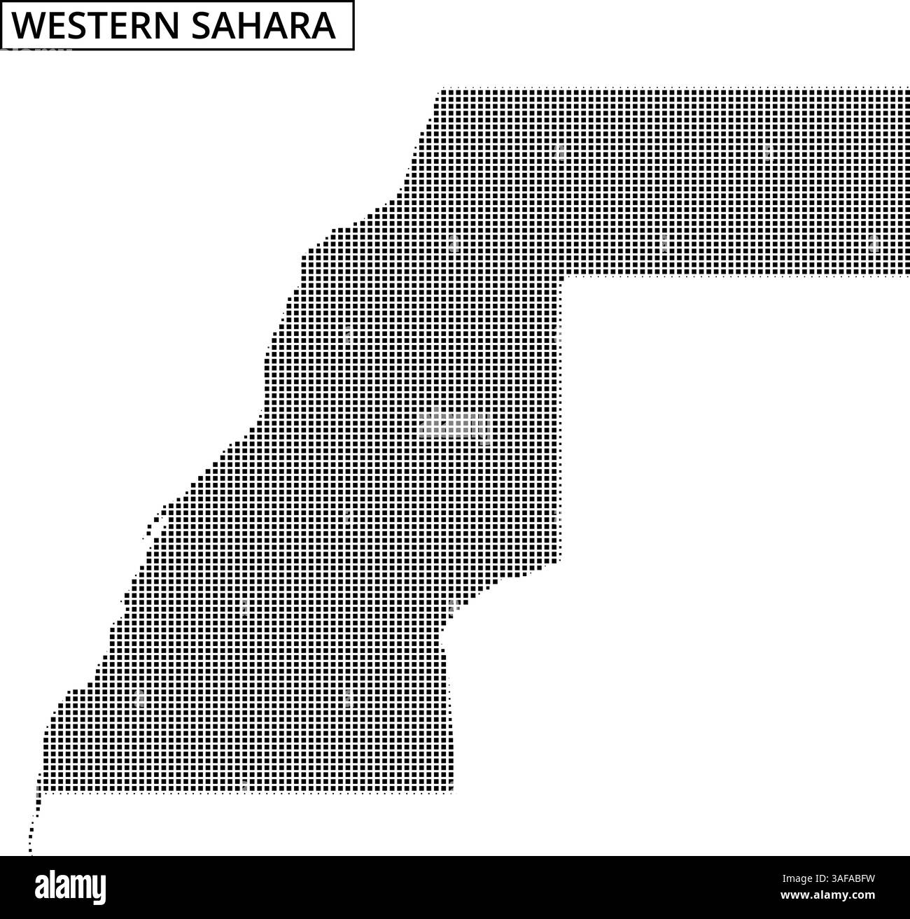 Una mappa dettagliata delinea i confini geografici del Sahara occidentale, mostrando caratteristiche topografiche uniche e relazioni di dati. Illustrazione Vettoriale