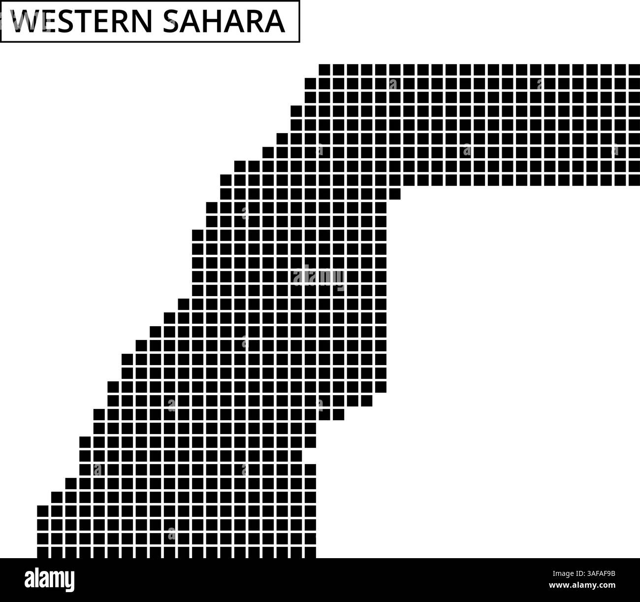Una mappa dettagliata delinea i confini geografici del Sahara occidentale, mostrando caratteristiche topografiche uniche e relazioni di dati. Illustrazione Vettoriale