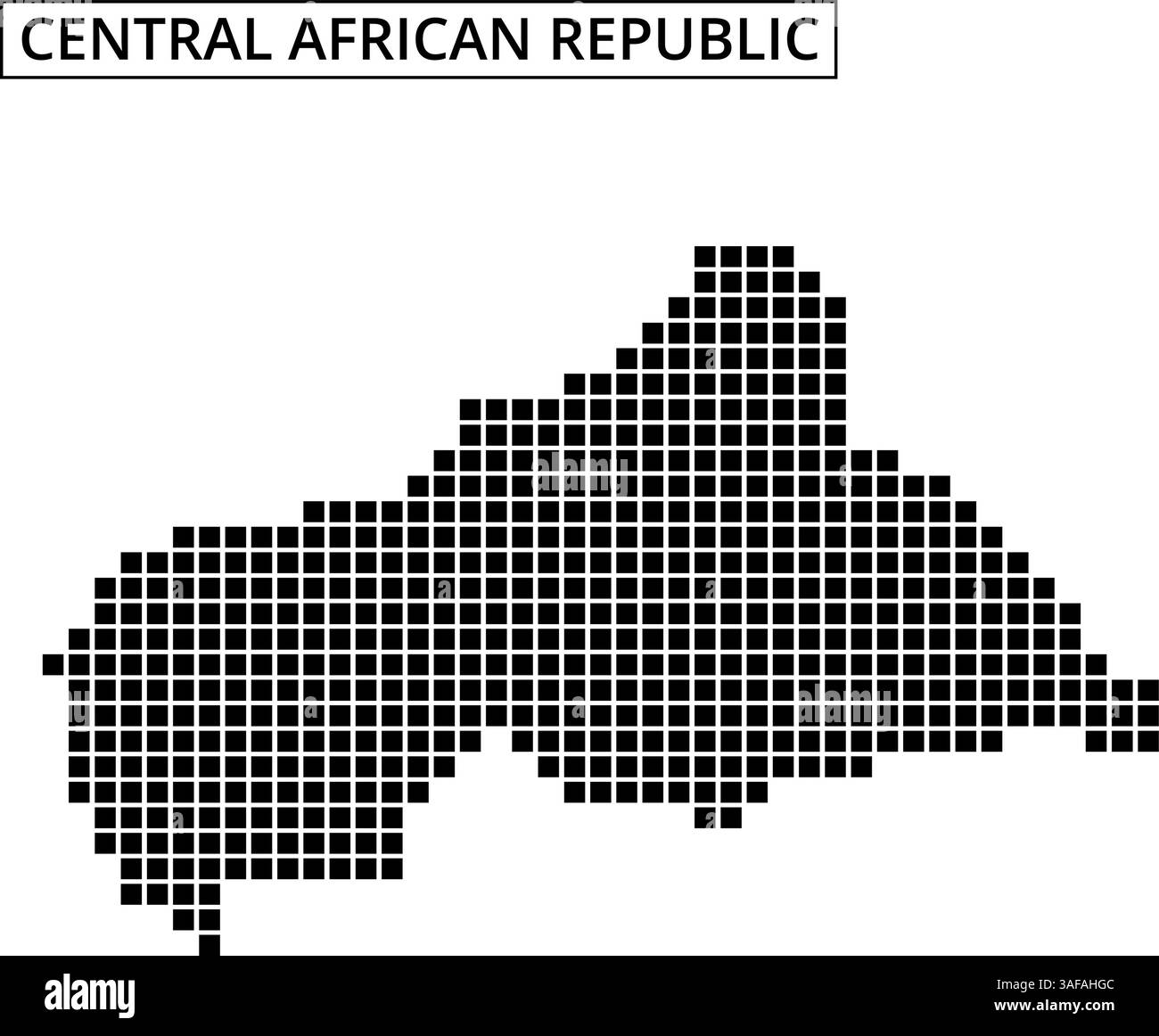 Il profilo della Repubblica Centrafricana è mostrato con un modello punteggiato, sottolineando i confini geografici del paese. Illustrazione Vettoriale