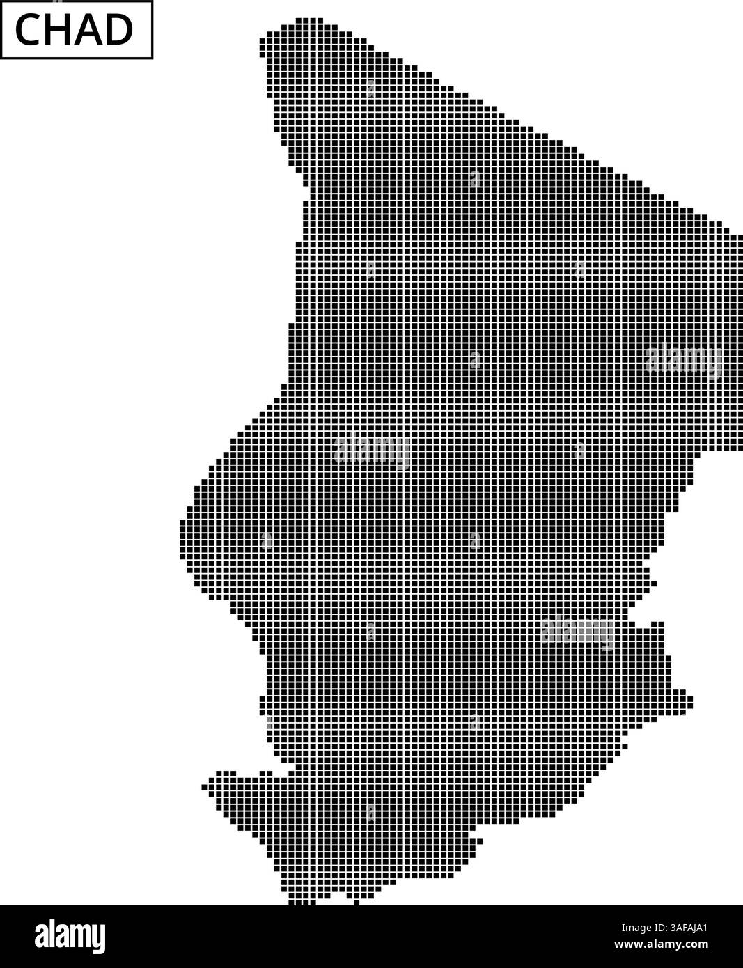 Questa mappa illustra il paese del Ciad, caratterizzato da un caratteristico design punteggiato che ne evidenzia la forma geografica. Illustrazione Vettoriale