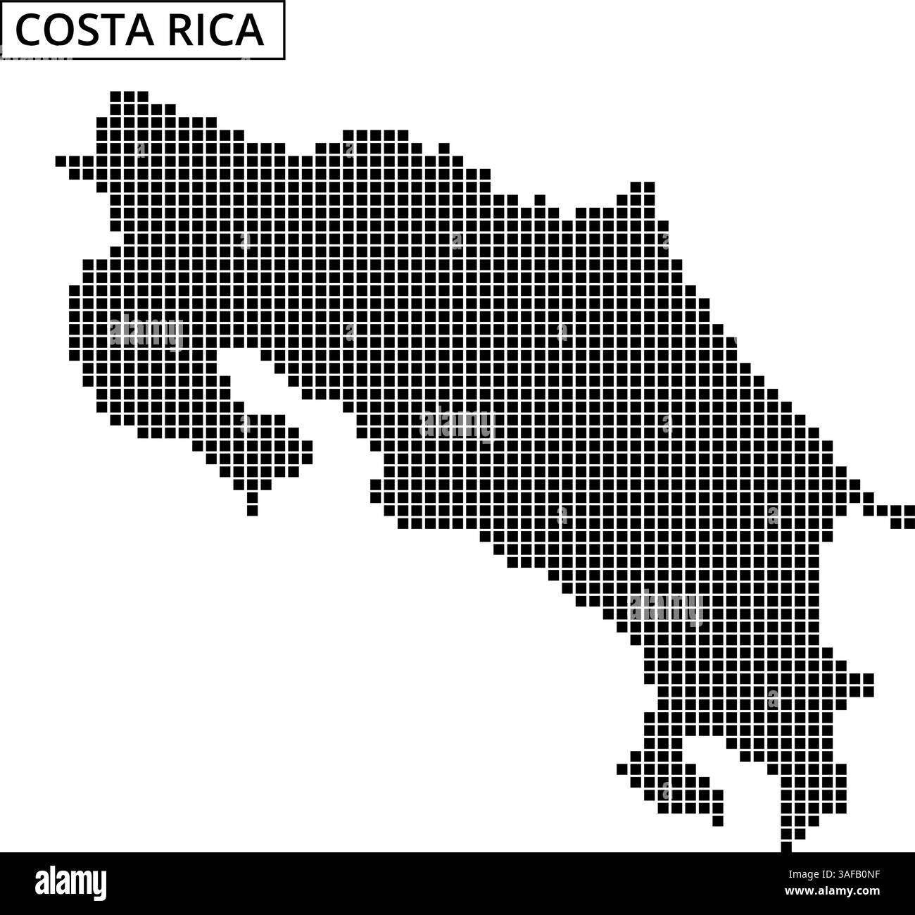 Una rappresentazione creativa della mappa della Costa Rica utilizzando un motivo punteggiato con linee astratte sullo sfondo. Illustrazione Vettoriale