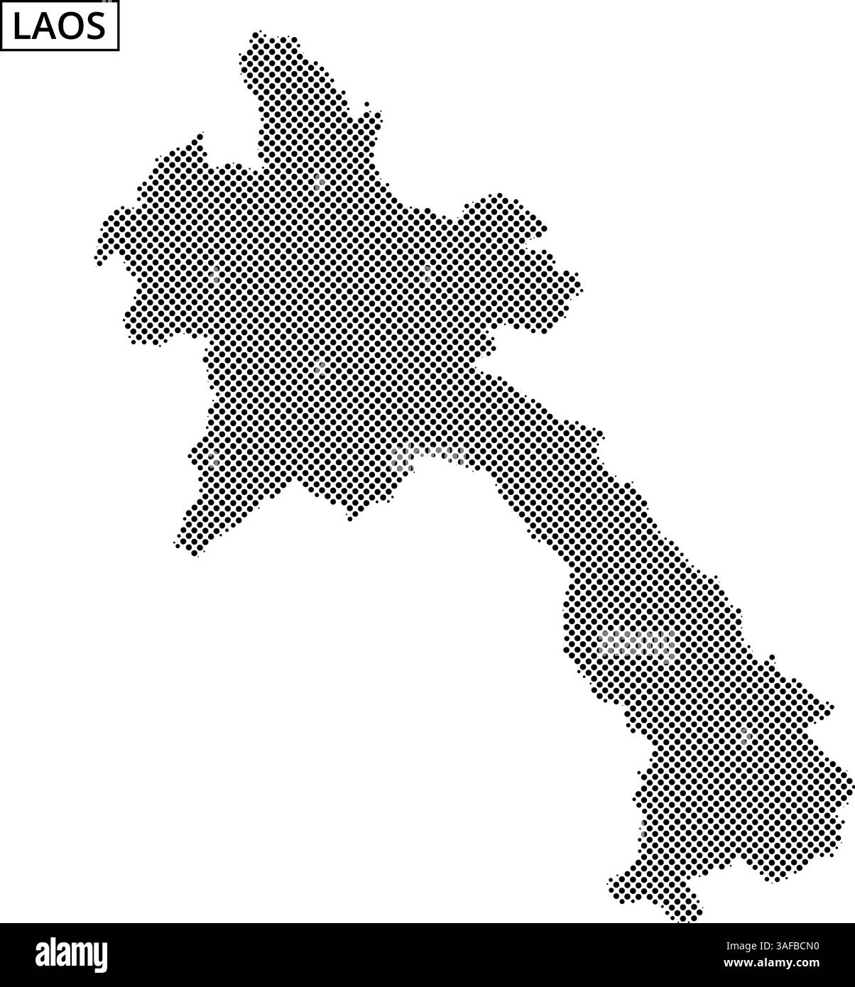 I contorni tratteggiati della mappa del Laos sono presentati con linee astratte fluenti sullo sfondo, enfatizzando le caratteristiche geografiche. Illustrazione Vettoriale
