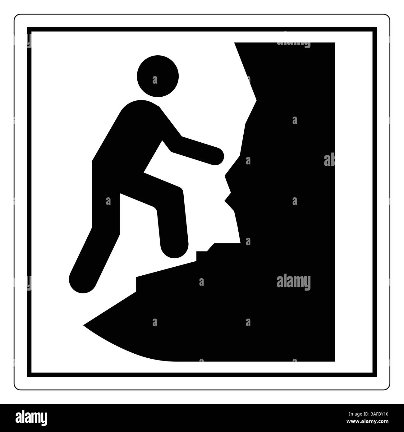 Silhouette della persona che si arrampica sul viso in bianco e nero Design minimalista per avventure all'aperto e sicurezza Illustrazione Vettoriale