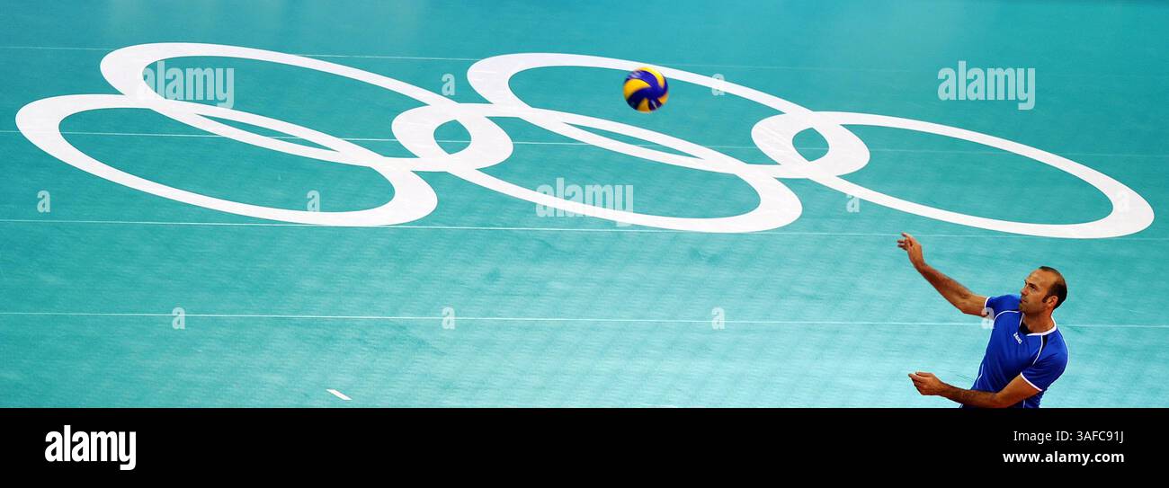 5 agosto 2008 - Pechino, Cina - OLIMPIADI 2008 - pallavolo della squadra olimpica maschile italiana partecipa a una sessione di allenamento presso il Capital Indoor Stadium di Pechino, Cina (Credit Image: ZUMA Press/ZUMAPRESS.com) Foto Stock