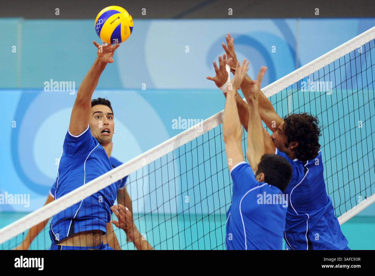 5 agosto 2008 - Pechino, Cina - OLIMPIADI 2008 - pallavolo della squadra olimpica maschile italiana partecipa a una sessione di allenamento presso il Capital Indoor Stadium di Pechino, Cina (Credit Image: ZUMA Press/ZUMAPRESS.com) Foto Stock