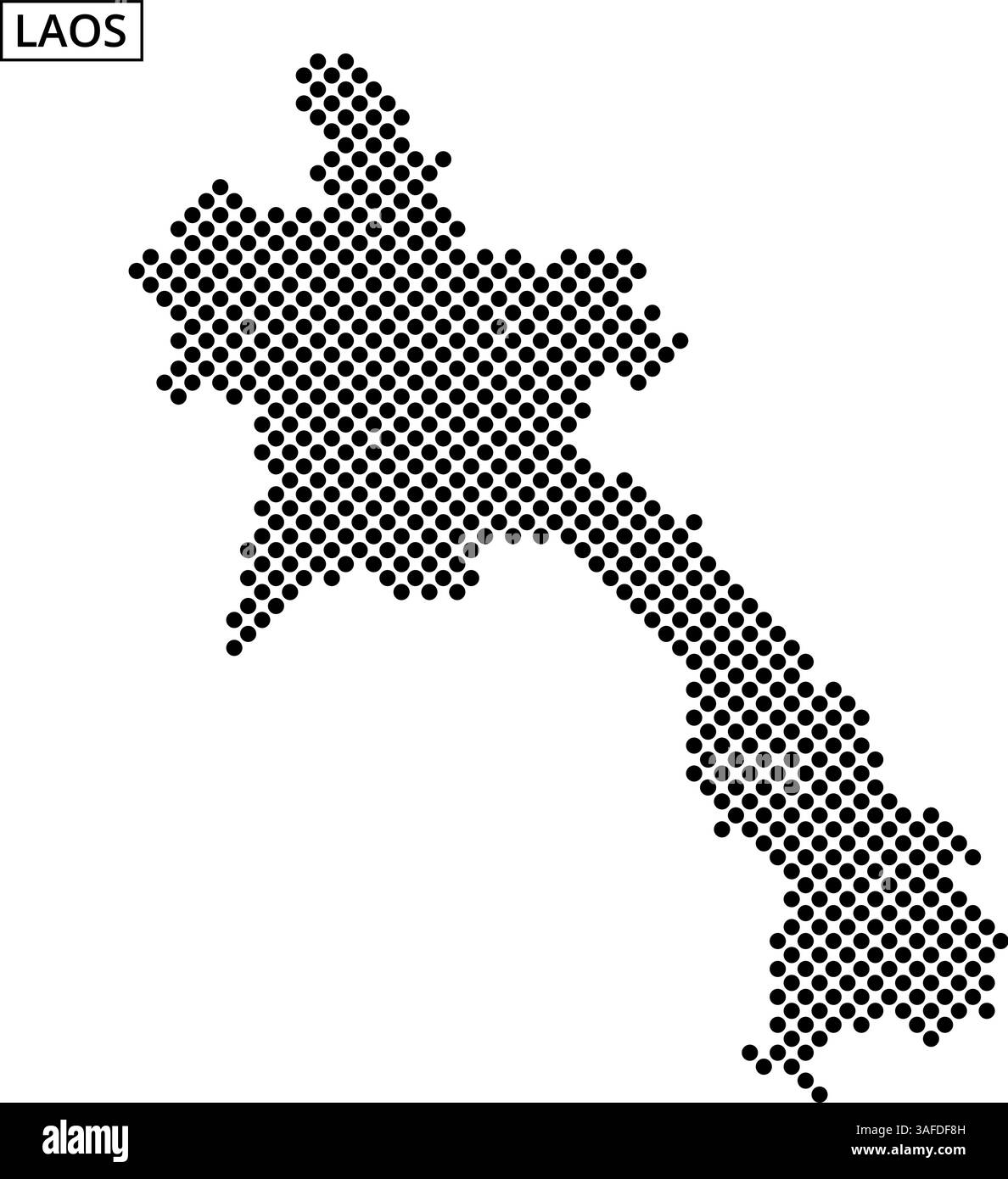 I contorni tratteggiati della mappa del Laos sono presentati con linee astratte fluenti sullo sfondo, enfatizzando le caratteristiche geografiche. Illustrazione Vettoriale