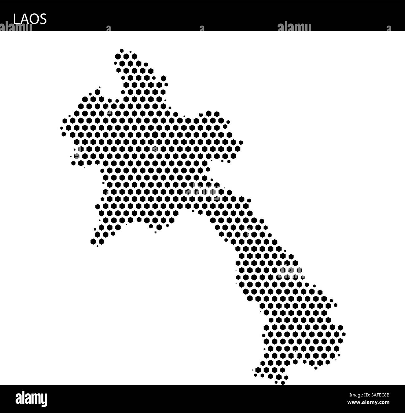 I contorni tratteggiati della mappa del Laos sono presentati con linee astratte fluenti sullo sfondo, enfatizzando le caratteristiche geografiche. Illustrazione Vettoriale