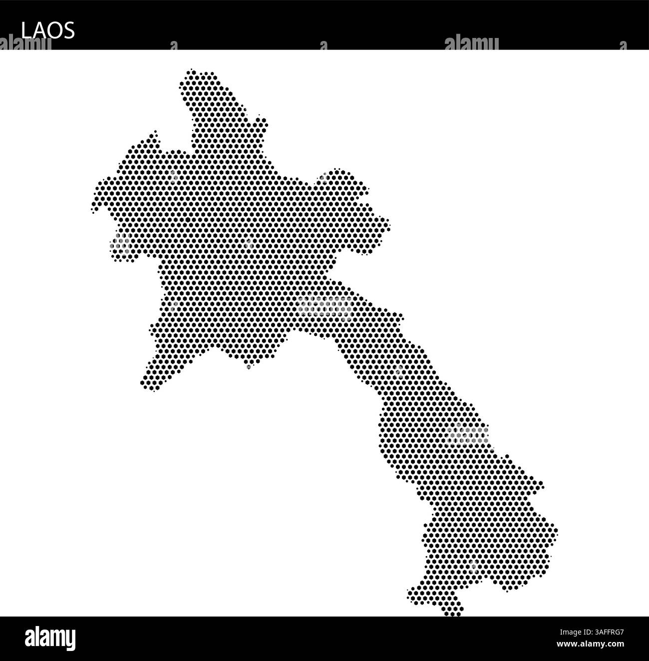 I contorni tratteggiati della mappa del Laos sono presentati con linee astratte fluenti sullo sfondo, enfatizzando le caratteristiche geografiche. Illustrazione Vettoriale