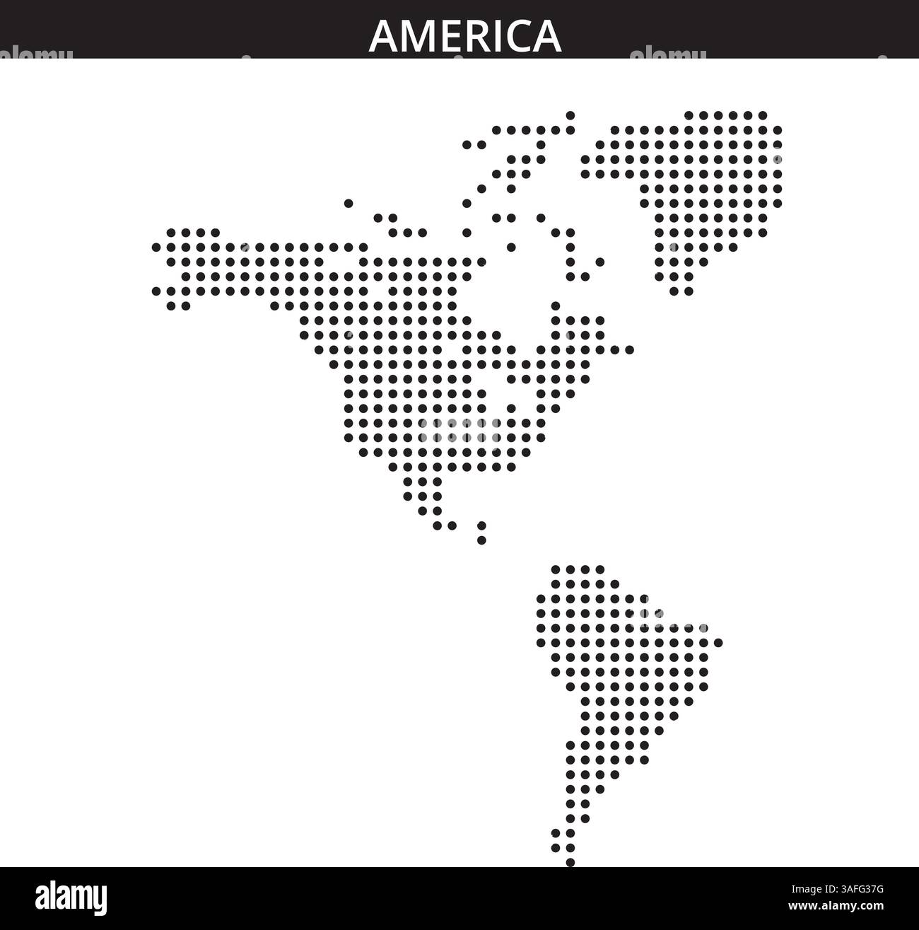 Una mappa punteggiata mostra le Americhe, evidenziando le caratteristiche geografiche e i luoghi in uno stile artistico unico. Illustrazione Vettoriale