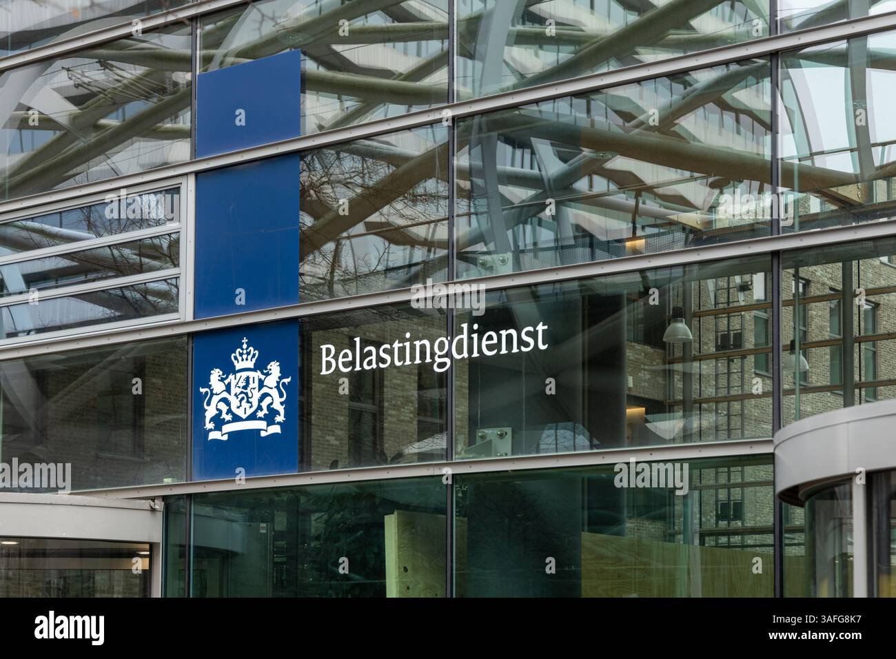 Simbolo del Belastingdienst. le autorità fiscali sono un organismo governativo responsabile della valutazione e del colle Foto Stock