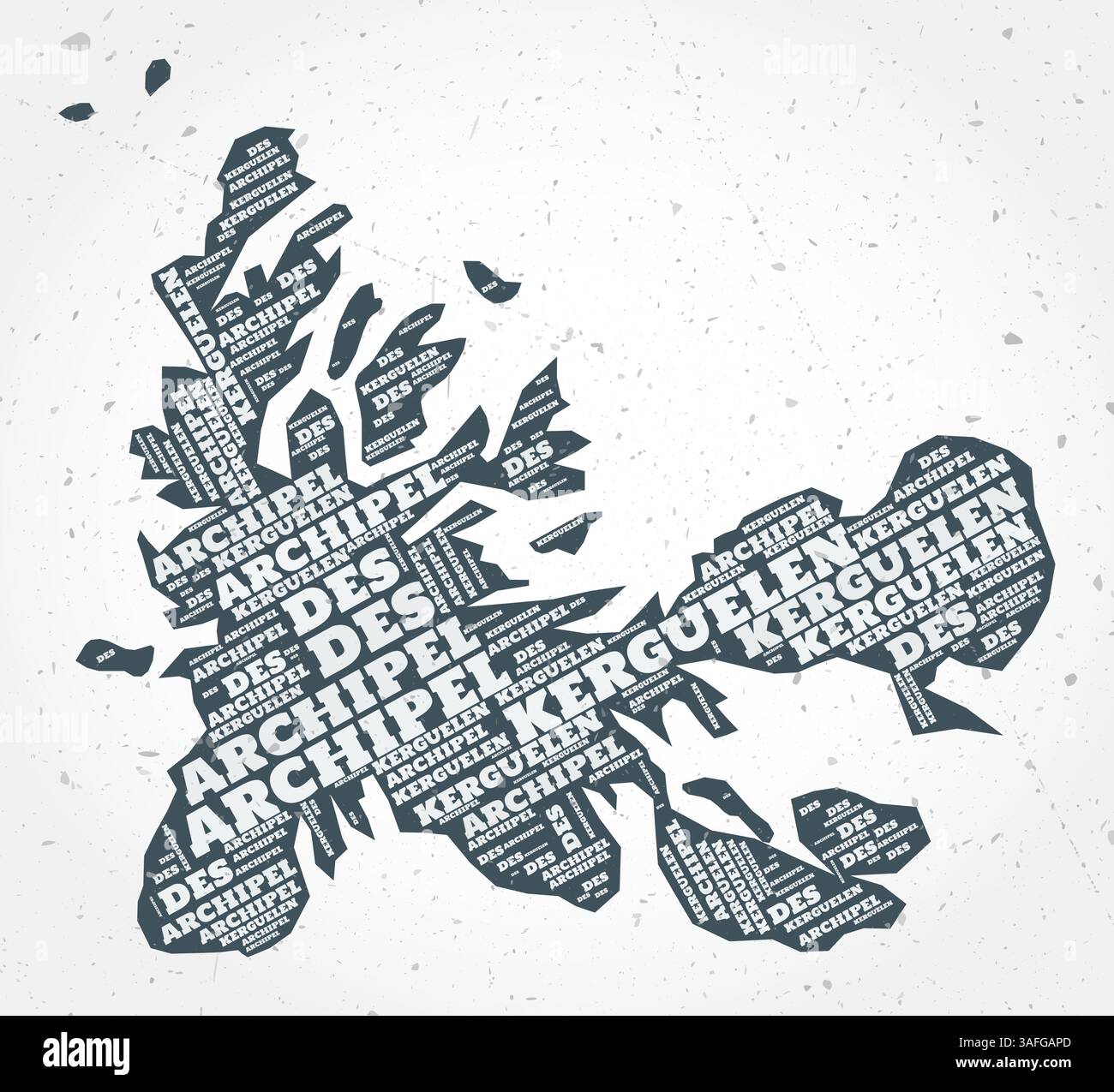 Nuvole di parole nelle regioni delle terre australi e antartiche francesi. Forma del paese su sfondo testurizzato. Illustrazione Vettoriale