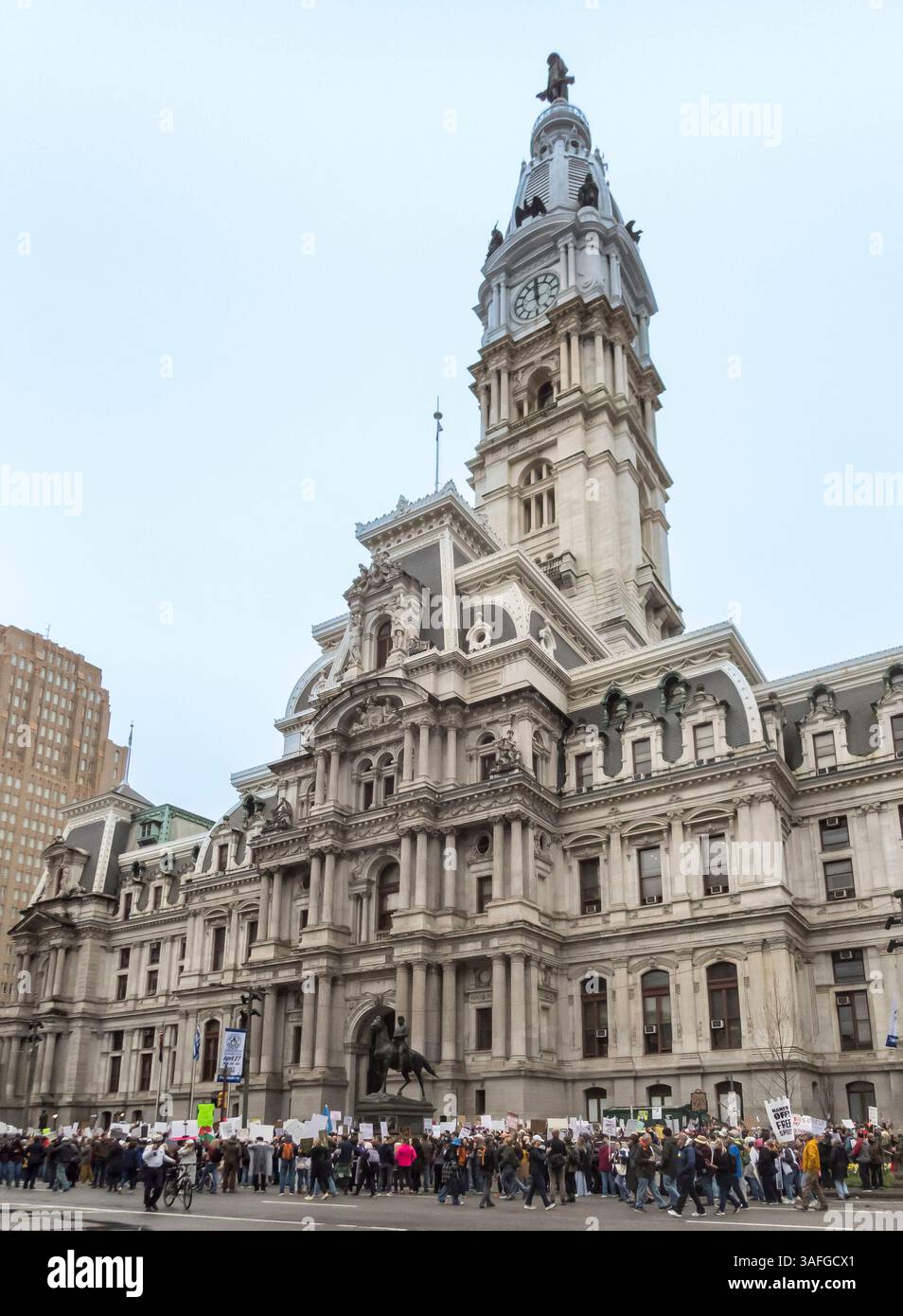 Protesta anti-Trump marcia e manifestazione, Philadelphia Pennsylvania USA Foto Stock