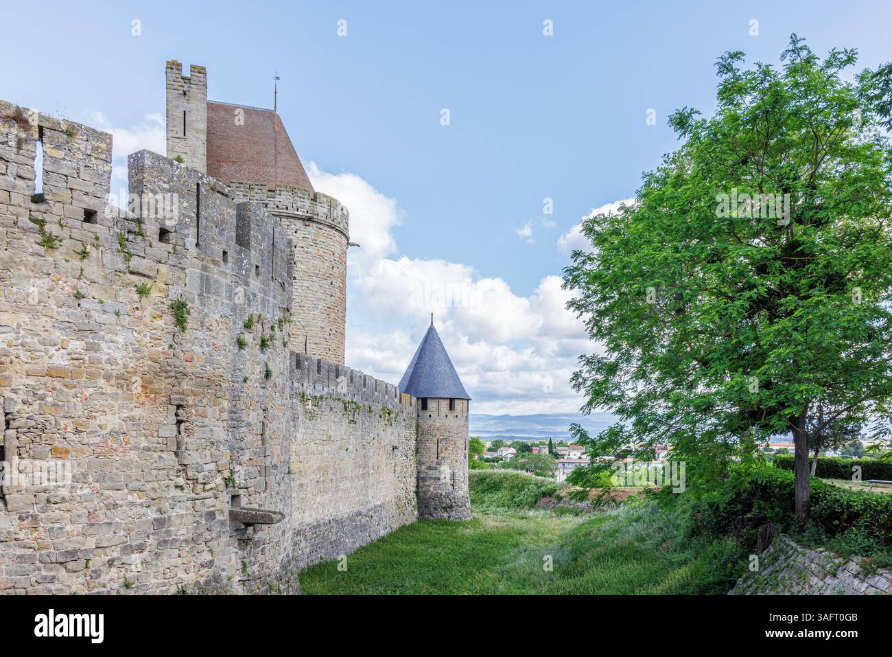 Vista sulla città di Carcassonne Foto Stock