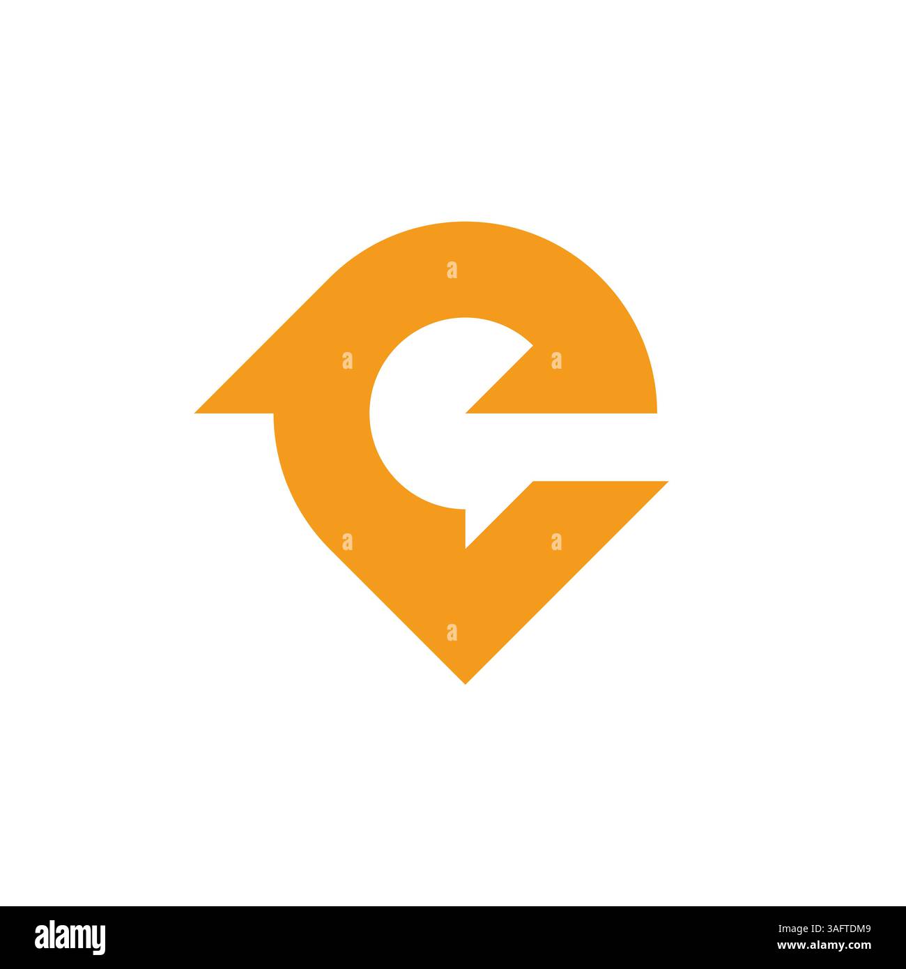 Lettera e contrassegno logo posizione pin. Ideale per la navigazione o il branding di app di viaggio. Illustrazione Vettoriale