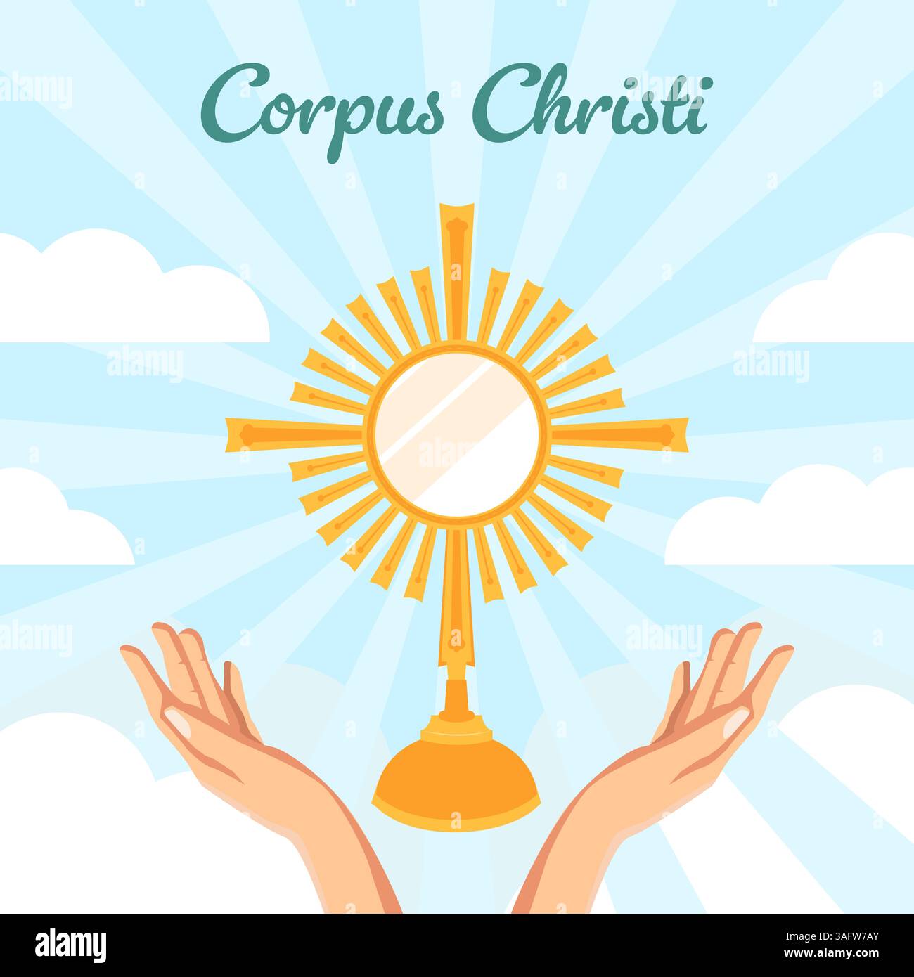 illustrazione di corpus christi in stile piatto con le mani Illustrazione Vettoriale