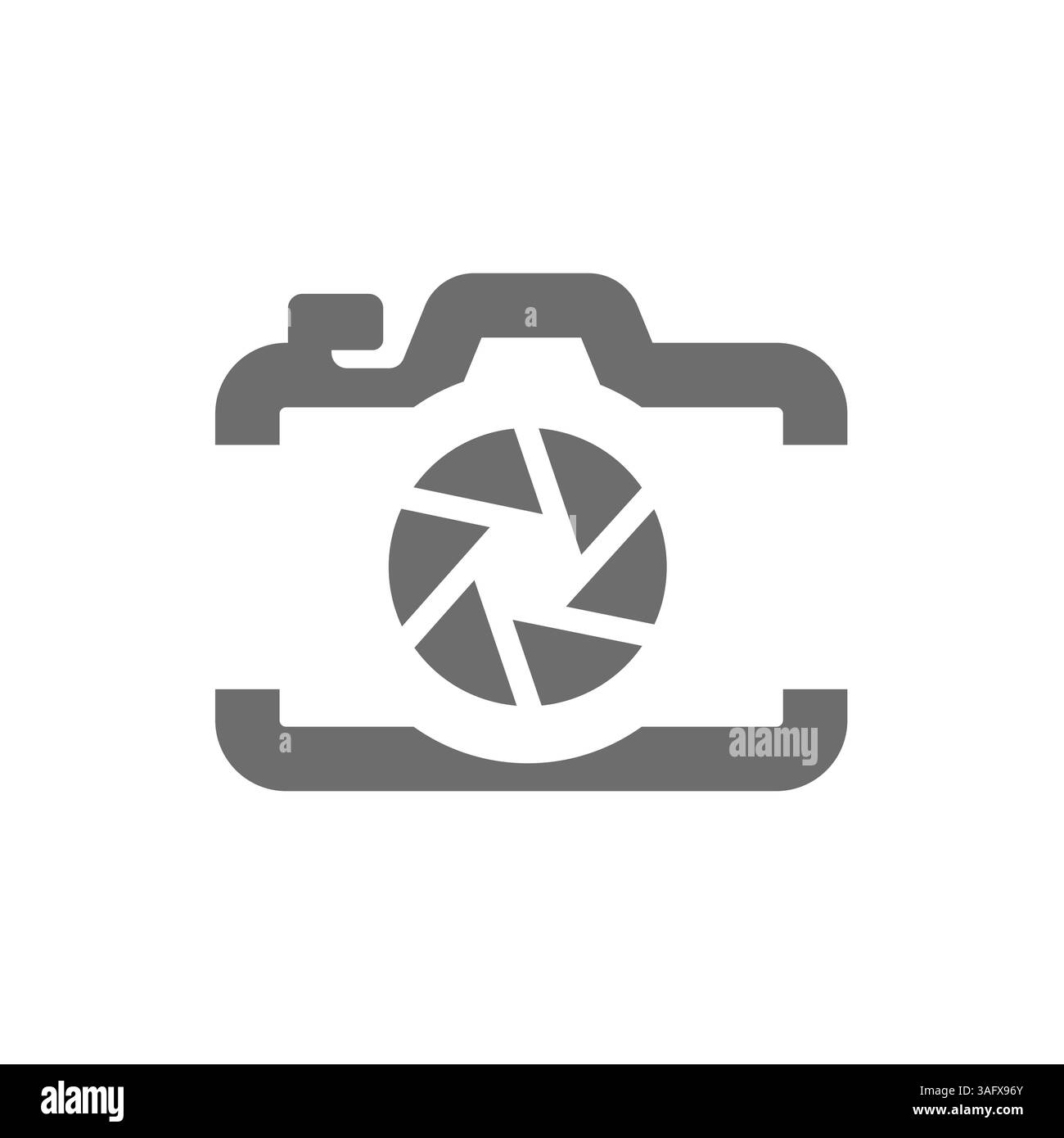 Icona vettoriale della fotocamera. Fotocamera con apertura, design digitale o con logo di pellicola. Illustrazione Vettoriale