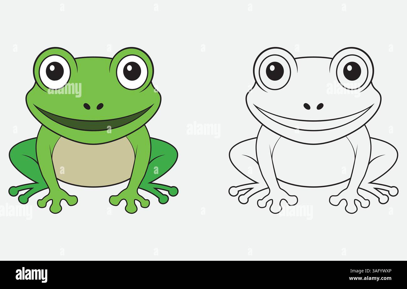 Illustrazione grafica vettoriale a forma di rana animata colorata isolata su sfondo bianco Illustrazione Vettoriale