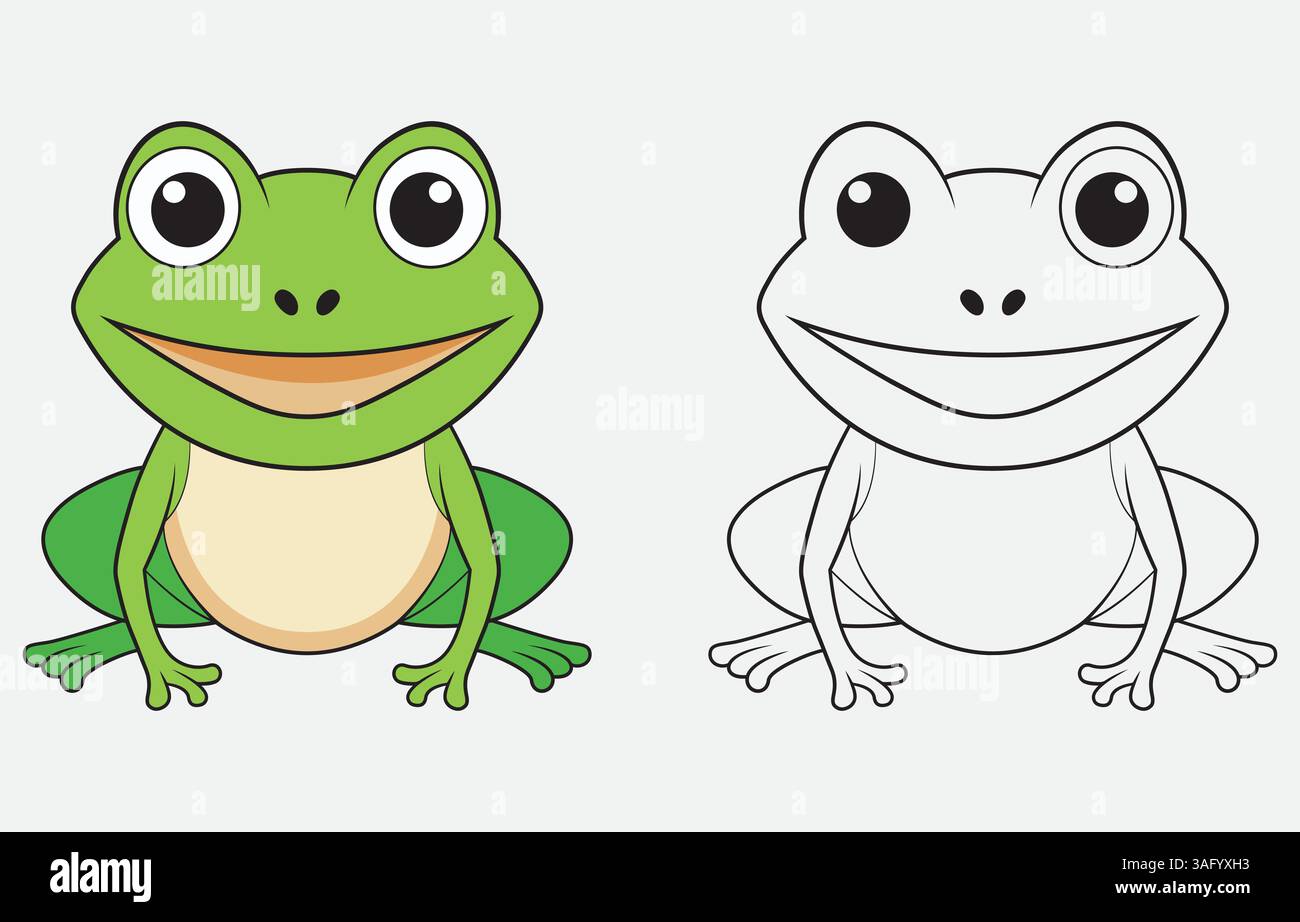 Illustrazione grafica vettoriale a forma di rana animata colorata isolata su sfondo bianco Illustrazione Vettoriale