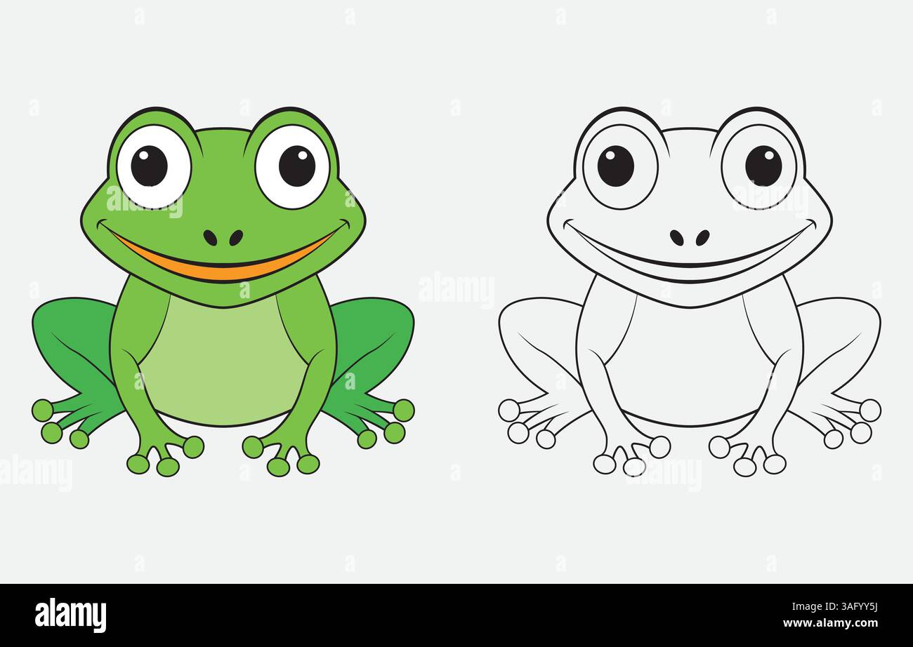 Illustrazione grafica vettoriale a forma di rana animata colorata isolata su sfondo bianco Illustrazione Vettoriale