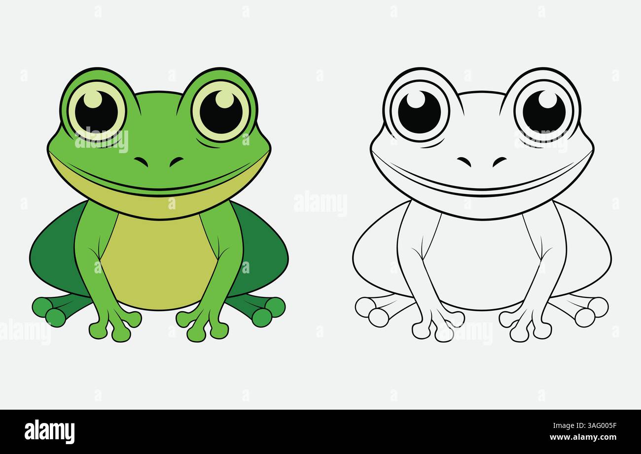 Illustrazione grafica vettoriale a forma di rana animata colorata isolata su sfondo bianco Illustrazione Vettoriale