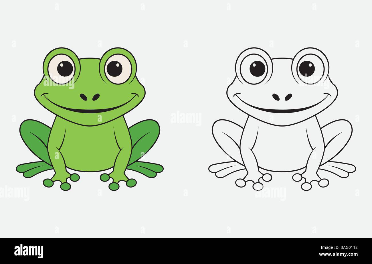 Illustrazione grafica vettoriale a forma di rana animata colorata isolata su sfondo bianco Illustrazione Vettoriale