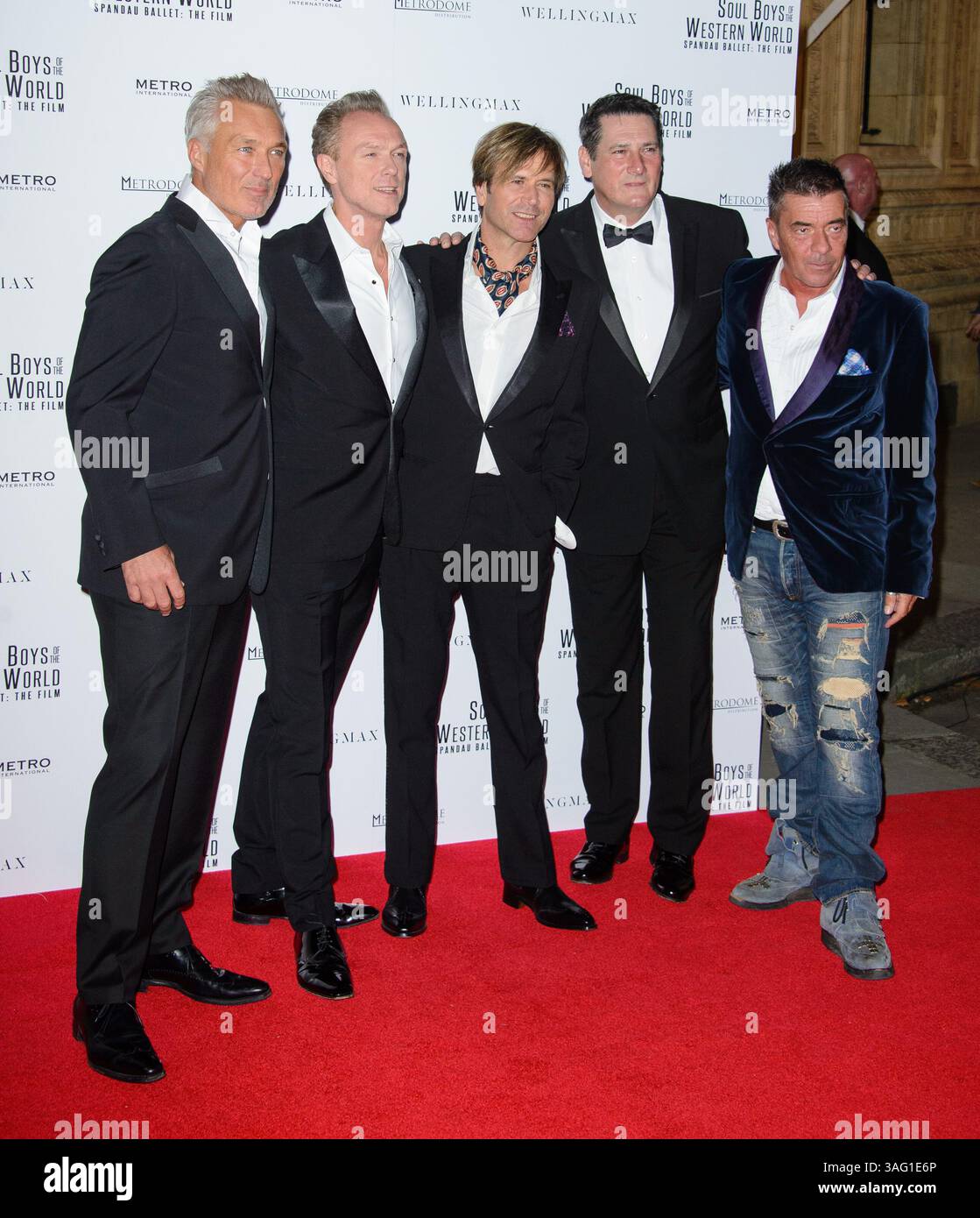Martin Kemp, Gary Kemp, Steve Norman, Tony Hadley e John Keeble partecipano alla prima europea di Soul Boys of the Western World il 30 settembre 2014 , Royal Albert Hall, Londra Foto Stock