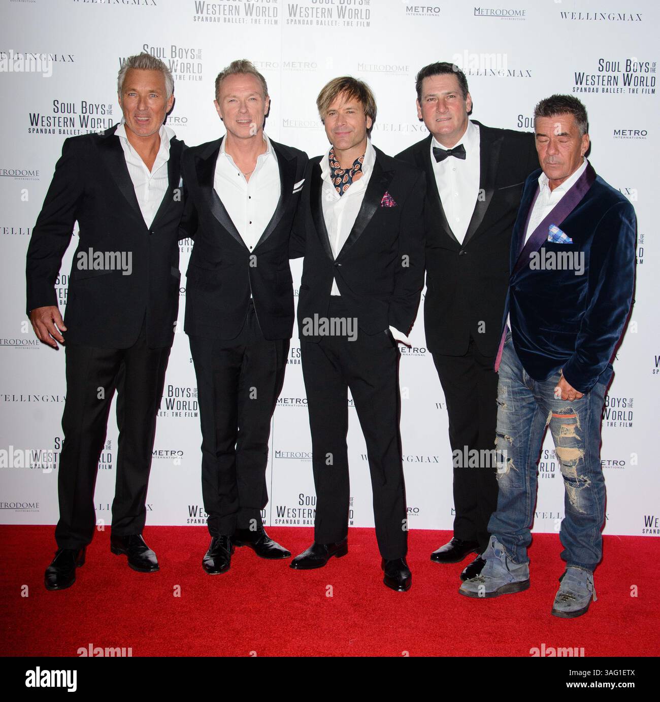 Martin Kemp, Gary Kemp, Steve Norman, Tony Hadley e John Keeble partecipano alla prima europea di Soul Boys of the Western World il 30 settembre 2014 , Royal Albert Hall, Londra Foto Stock