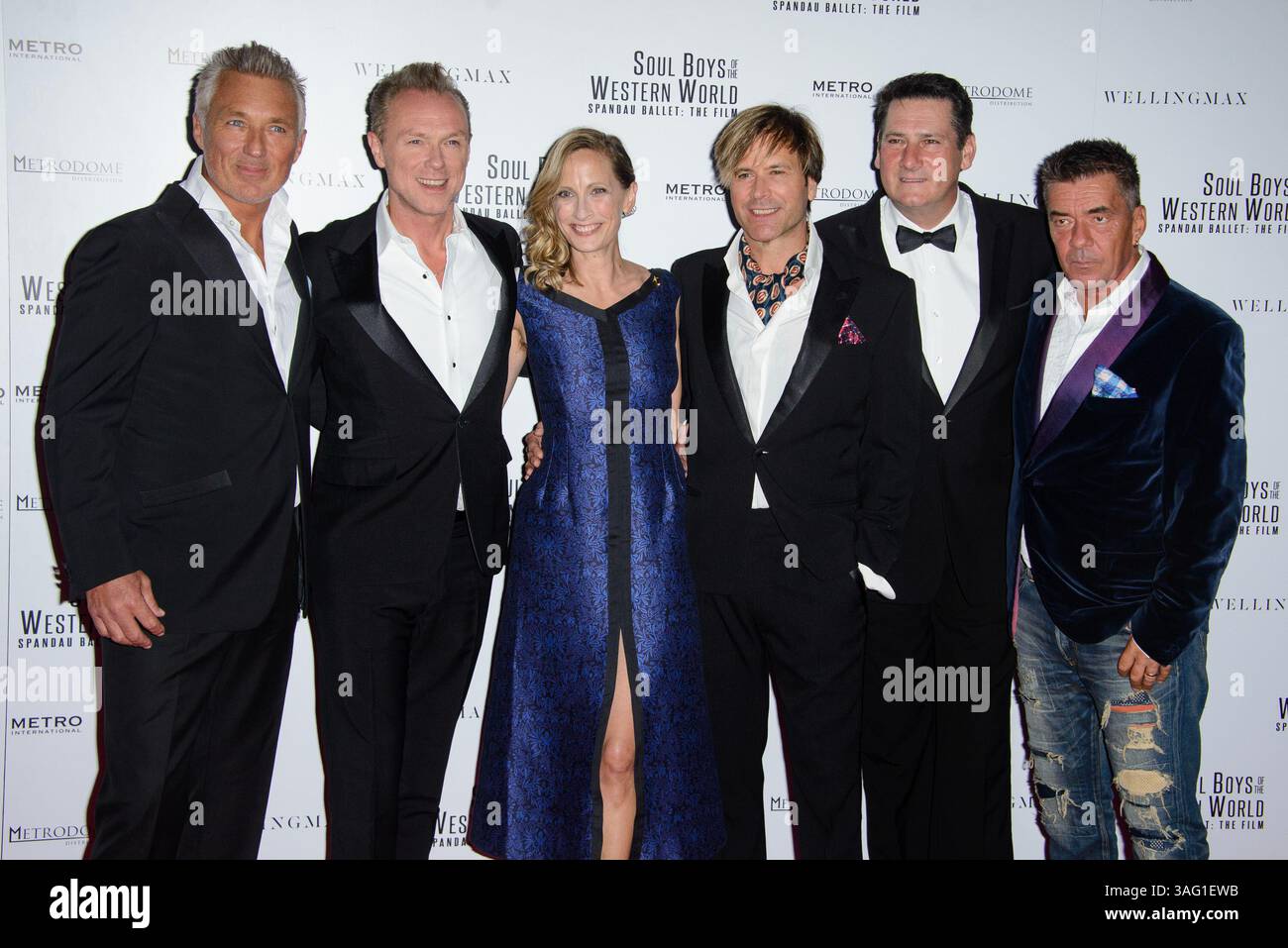 Martin Kemp, Gary Kemp, George Hencken, Steve Norman, Tony Hadley e John Keeble partecipano alla prima europea di Soul Boys of the Western World il 30 settembre 2014 , Royal Albert Hall, Londra Foto Stock