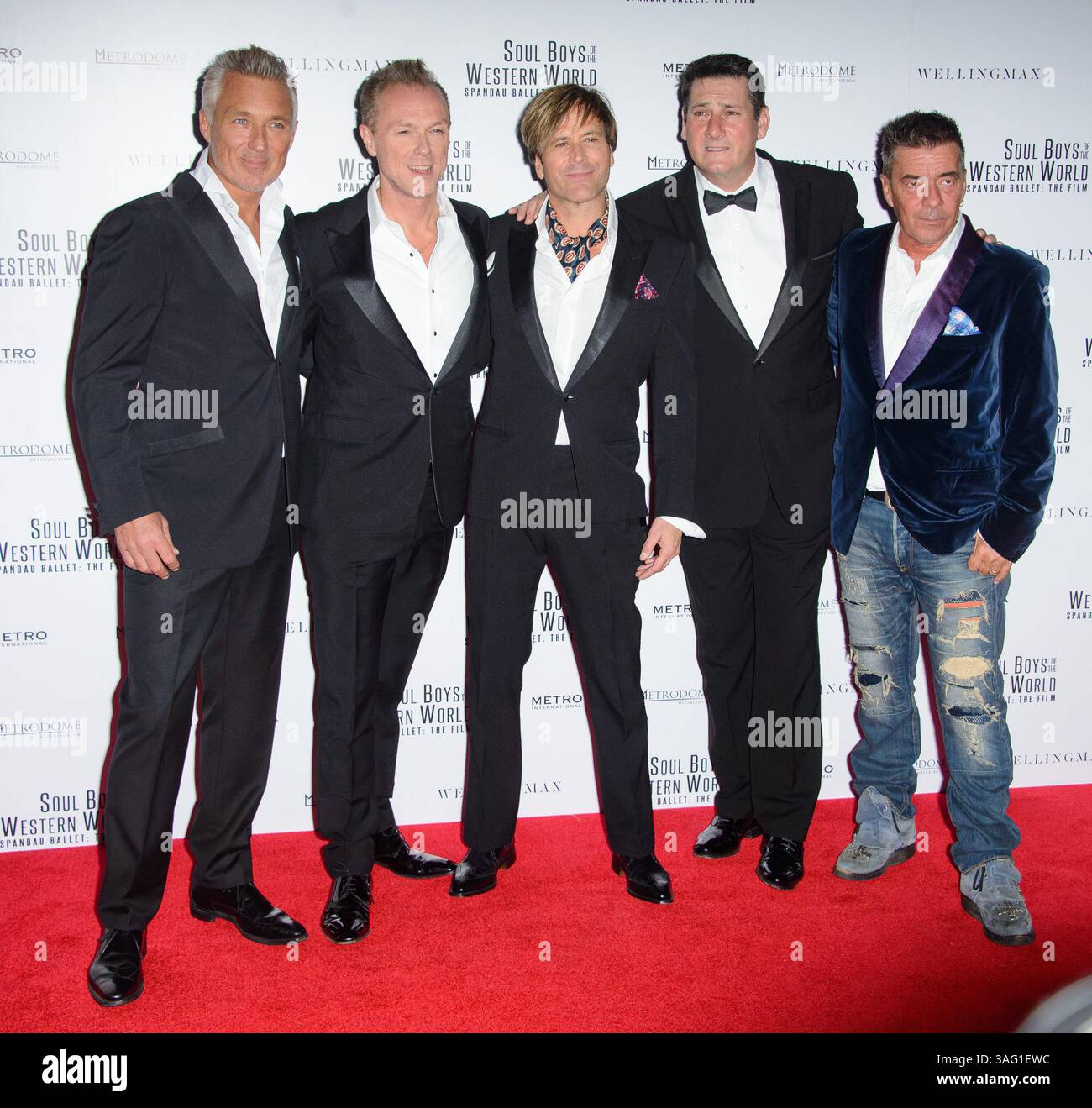 Martin Kemp, Gary Kemp, Steve Norman, Tony Hadley e John Keeble partecipano alla prima europea di Soul Boys of the Western World il 30 settembre 2014 , Royal Albert Hall, Londra Foto Stock