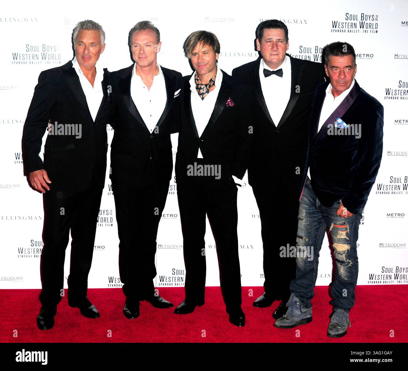 Martin Kemp, Gary Kemp, Steve Norman, Tony Hadley e John Keeble alla prima europea di "Soul Boys of the Western World" alla Royal Albert Hall di Londra - 30 settembre 2014 Foto Stock