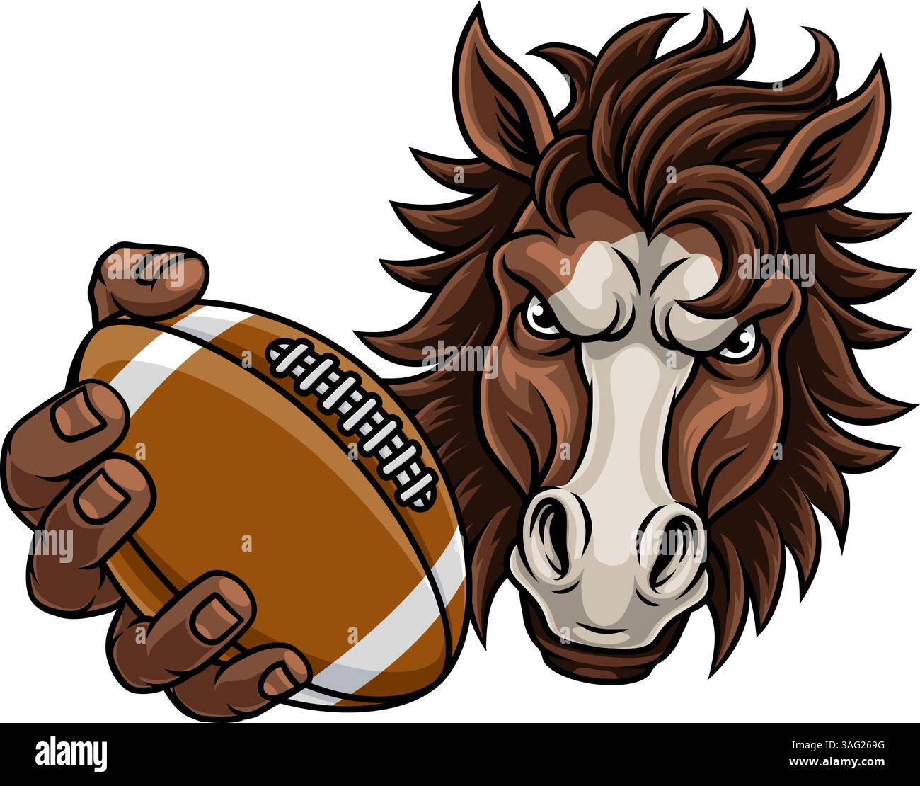 Horse Mustang Stallion Football Sports Team Mascot Illustrazione Vettoriale