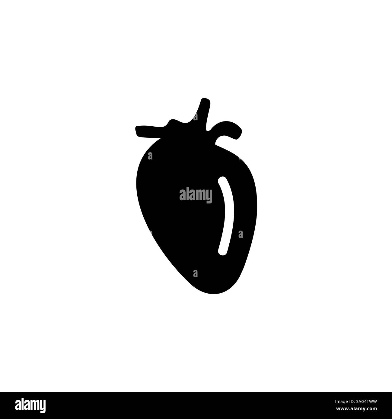 Cuore anatomico, umani muscolari e animali Organ Solid Flat Vector icona isolata su sfondo bianco. Illustrazione Vettoriale