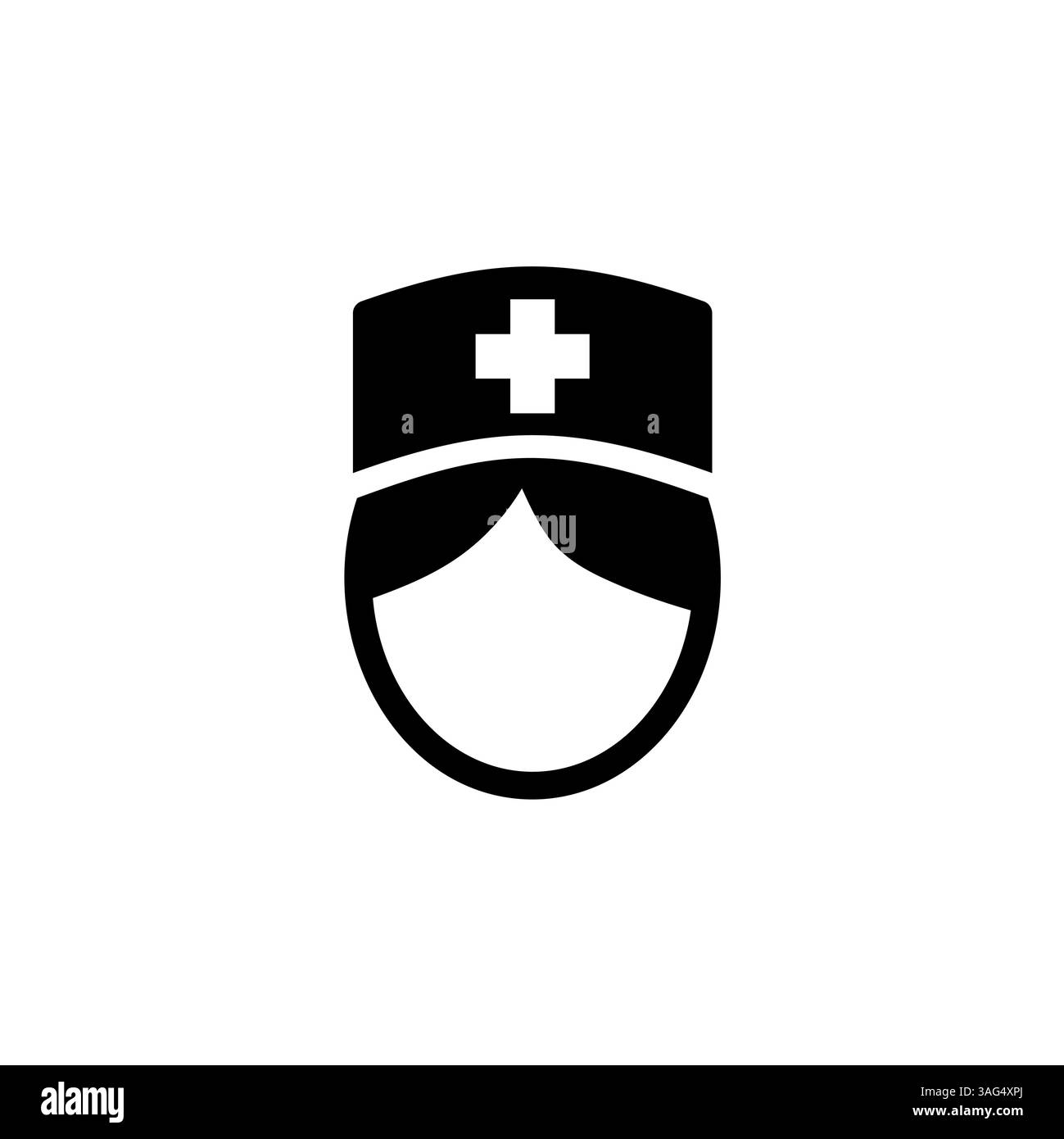 Donna Dottore, infermiera, Assistente medico Solid Flat Vector icona isolato su sfondo bianco. Illustrazione Vettoriale