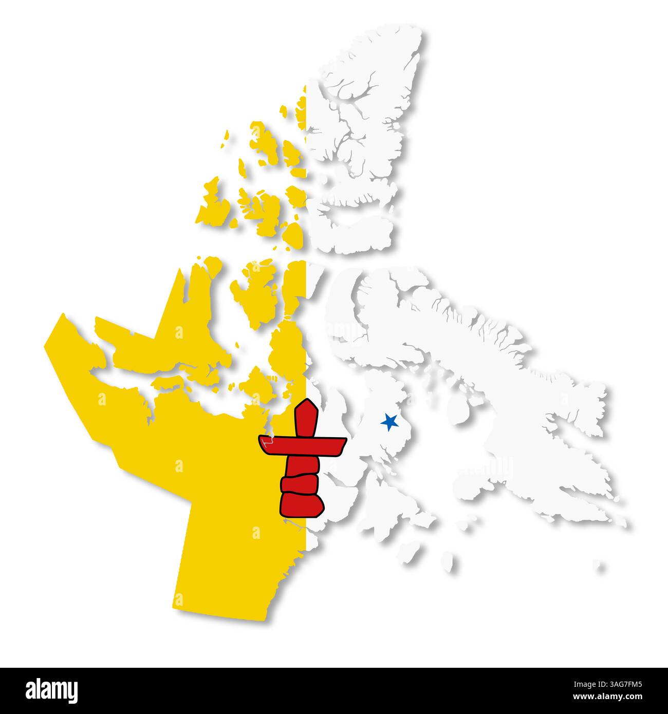 Mappa della bandiera del territorio del Nunavut Canada Foto Stock