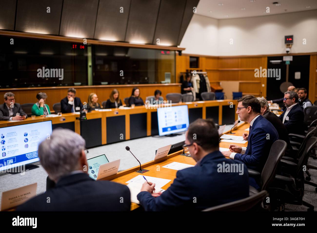 Bruxelles, Belgio. 8 aprile 2025. L'evento "European Media in an ai World: Challenges, Opportunities and Future Outlook" dell'Alleanza europea delle agenzie di stampa (EANA) si svolgerà a Bruxelles martedì 8 aprile 2025. BELGA PHOTO JASPER JACOBS credito: Belga News Agency/Alamy Live News Foto Stock