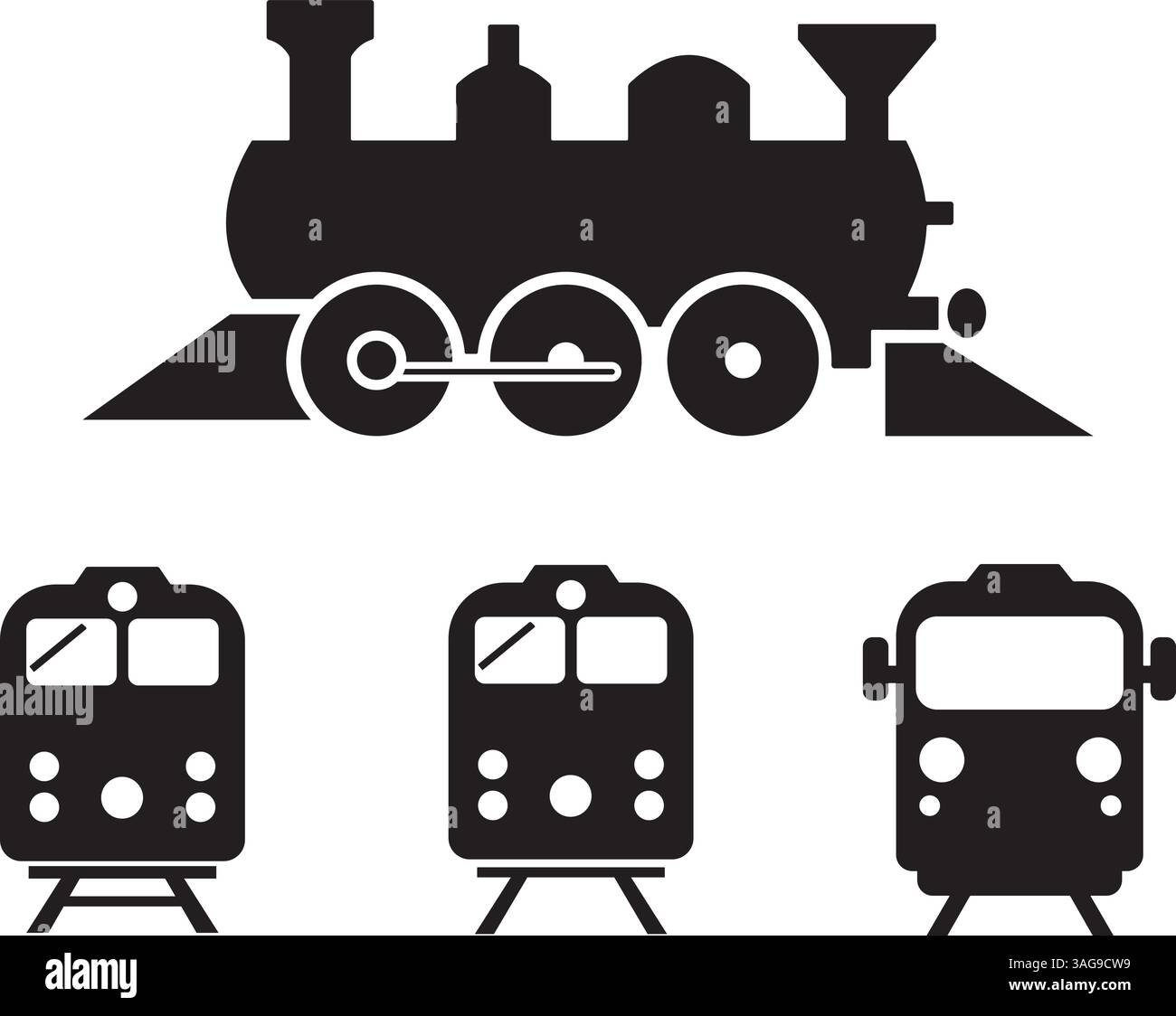 Sagome di treno impostano l'illustrazione vettoriale Illustrazione Vettoriale
