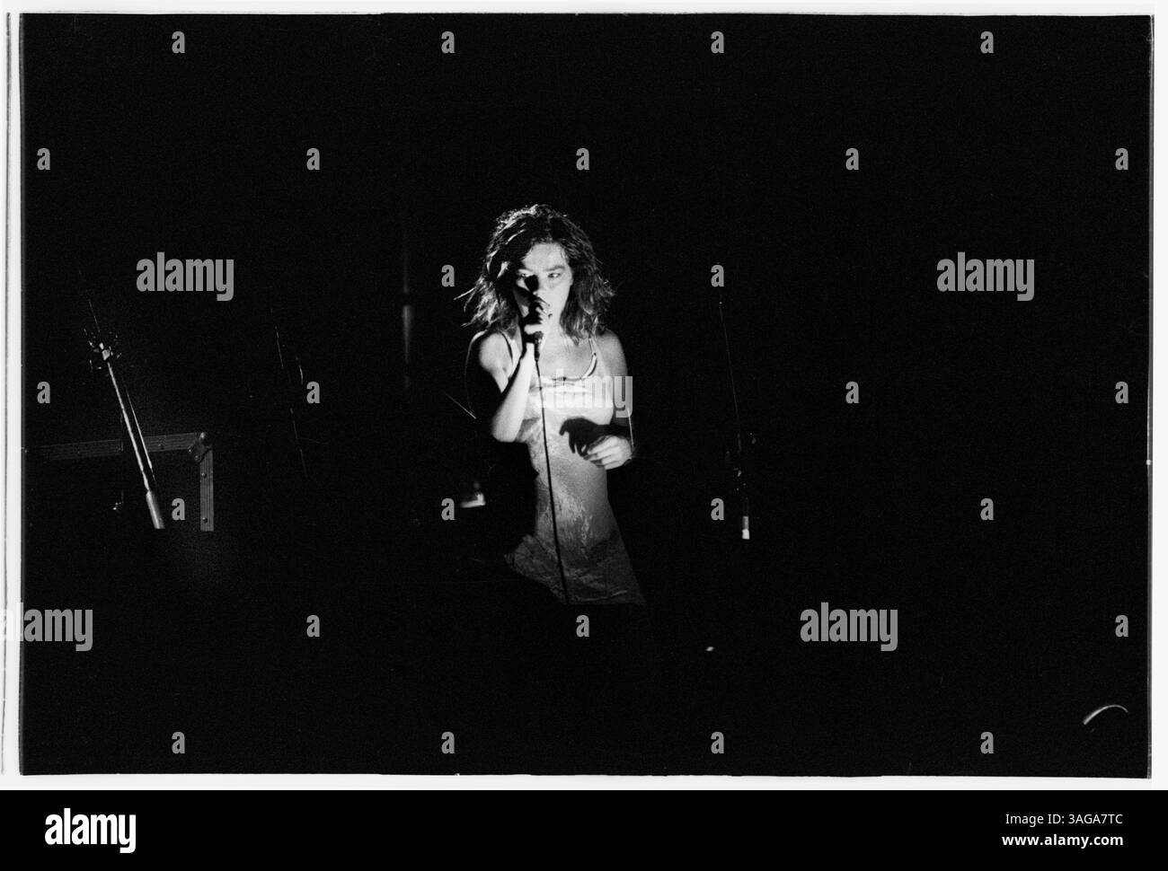 Björk, TITOLO DEL PALCO NME, GLASTONBURY 94: Björk (Bjork) al Glastonbury Festival il 25 1994 giugno come headliner sul NME Stage, Pilton Farm, Inghilterra. Fotografia: Rob Watkins. INFO: Björk è una cantante, cantautrice e attrice islandese nota per la sua musica eclettica e innovativa. Emergendo come cantante principale dei Sugarcubes, ha raggiunto la fama mondiale con la sua carriera solista, producendo album acclamati come "debutto", "Homogenic" e "Vespertine". Foto Stock