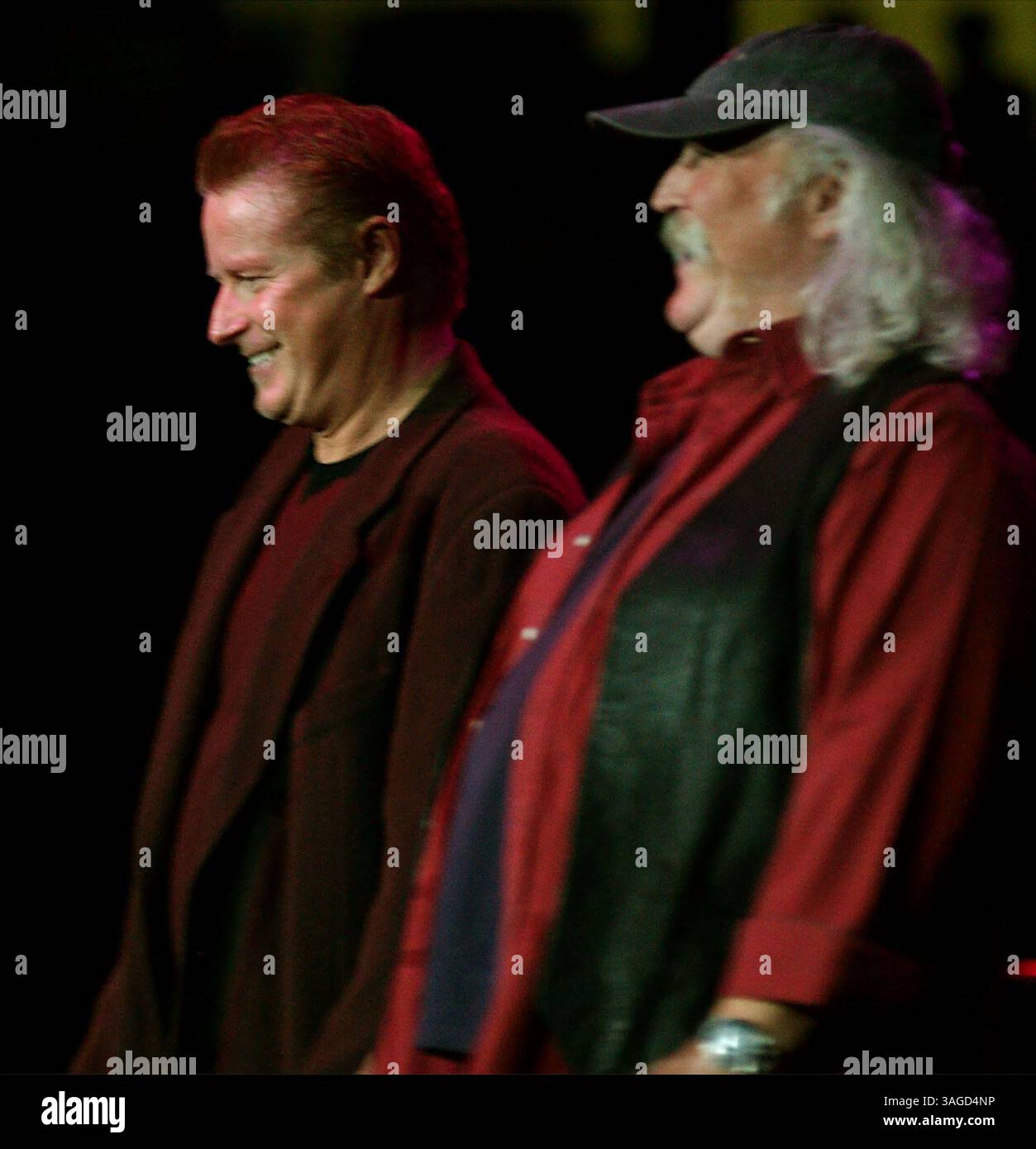 5 dicembre 2001; Lowell, ma, Stati Uniti; i musicisti DON HENLEY e DAVID CROSBY si esibiscono dal vivo al Concerto di beneficenza per bambini dell'11 settembre. (Immagine di credito: Steven Tackeff/ZUMAPRESS.com) Foto Stock