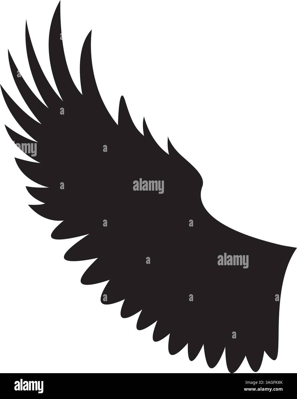 La silhouette dell'arte vettoriale delle ali d'aquila selvaggia Illustrazione Vettoriale