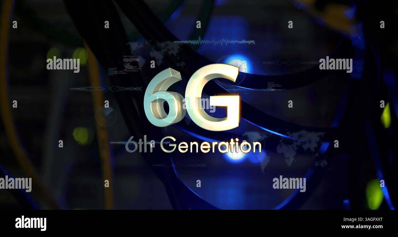 Immagine di 6g testi sull'elaborazione dei dati e sulla sala server Foto Stock