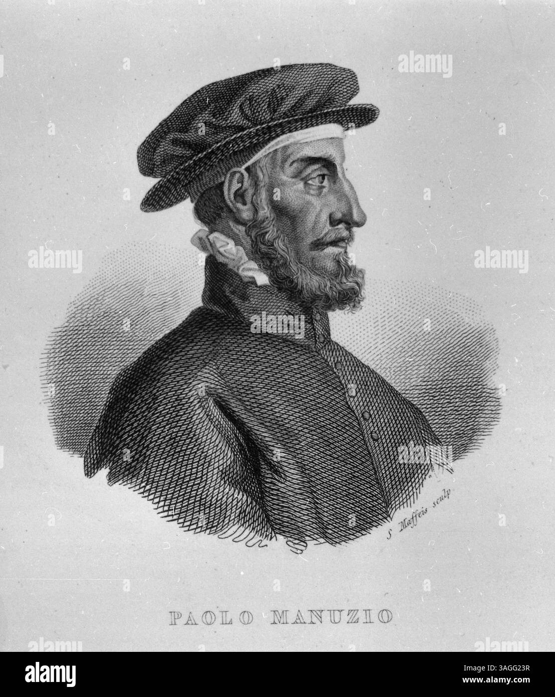 Stampatore italiano Paulus Manutius, illustation, anni '1800 Foto Stock