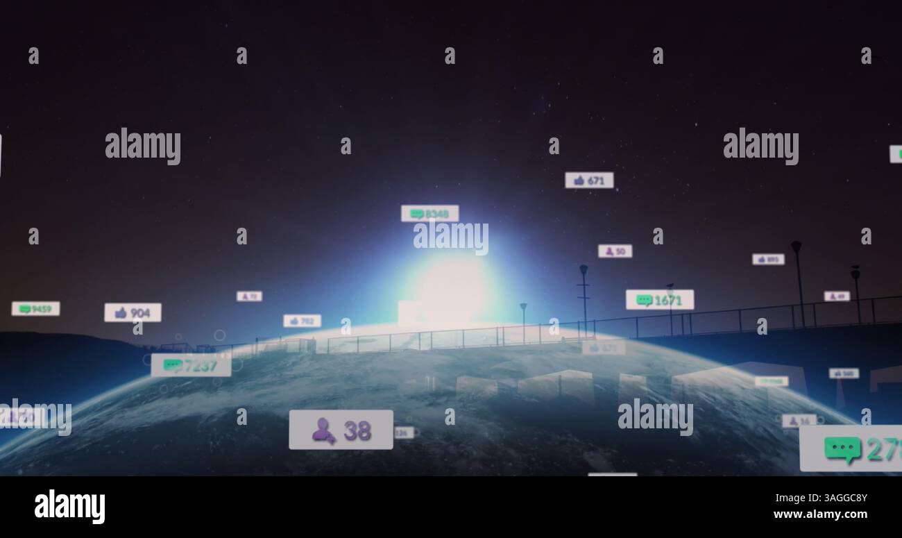 Immagine delle icone dei social media in tutto il mondo Foto Stock