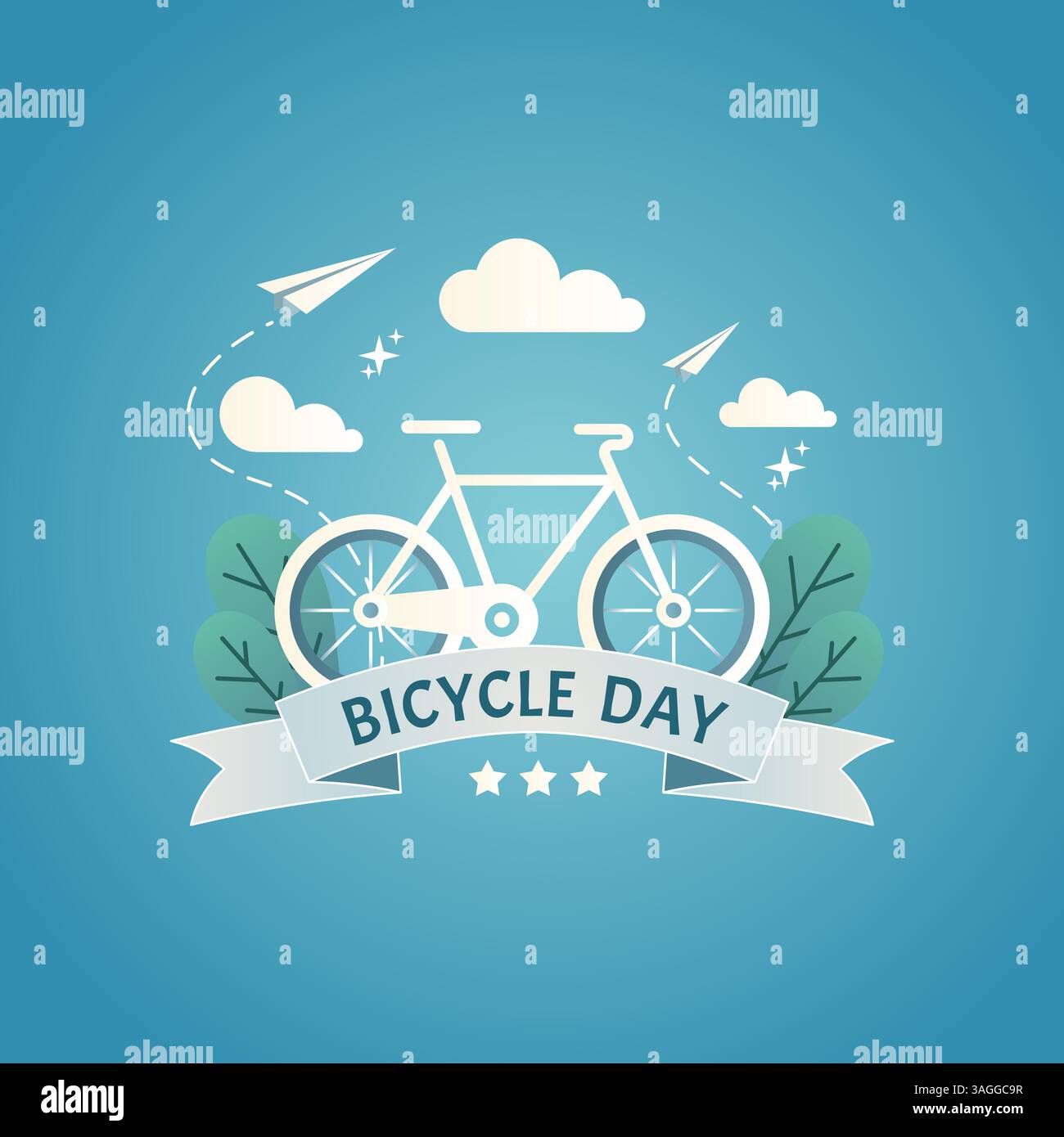 Giornata divertente in bicicletta: Design piatto e giro in aereo di carta Illustrazione Vettoriale Giornata divertente in bicicletta: Design piatto e giro in aereo di carta Illustrazione Vettoriale